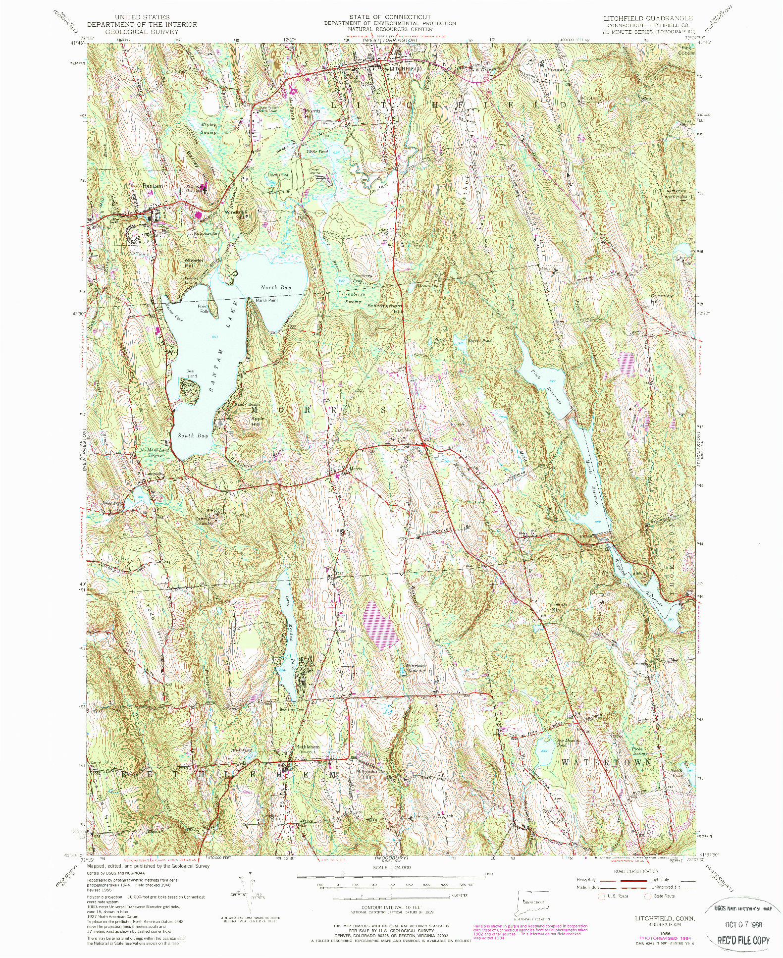 USGS 1:24000-SCALE QUADRANGLE FOR LITCHFIELD, CT 1956