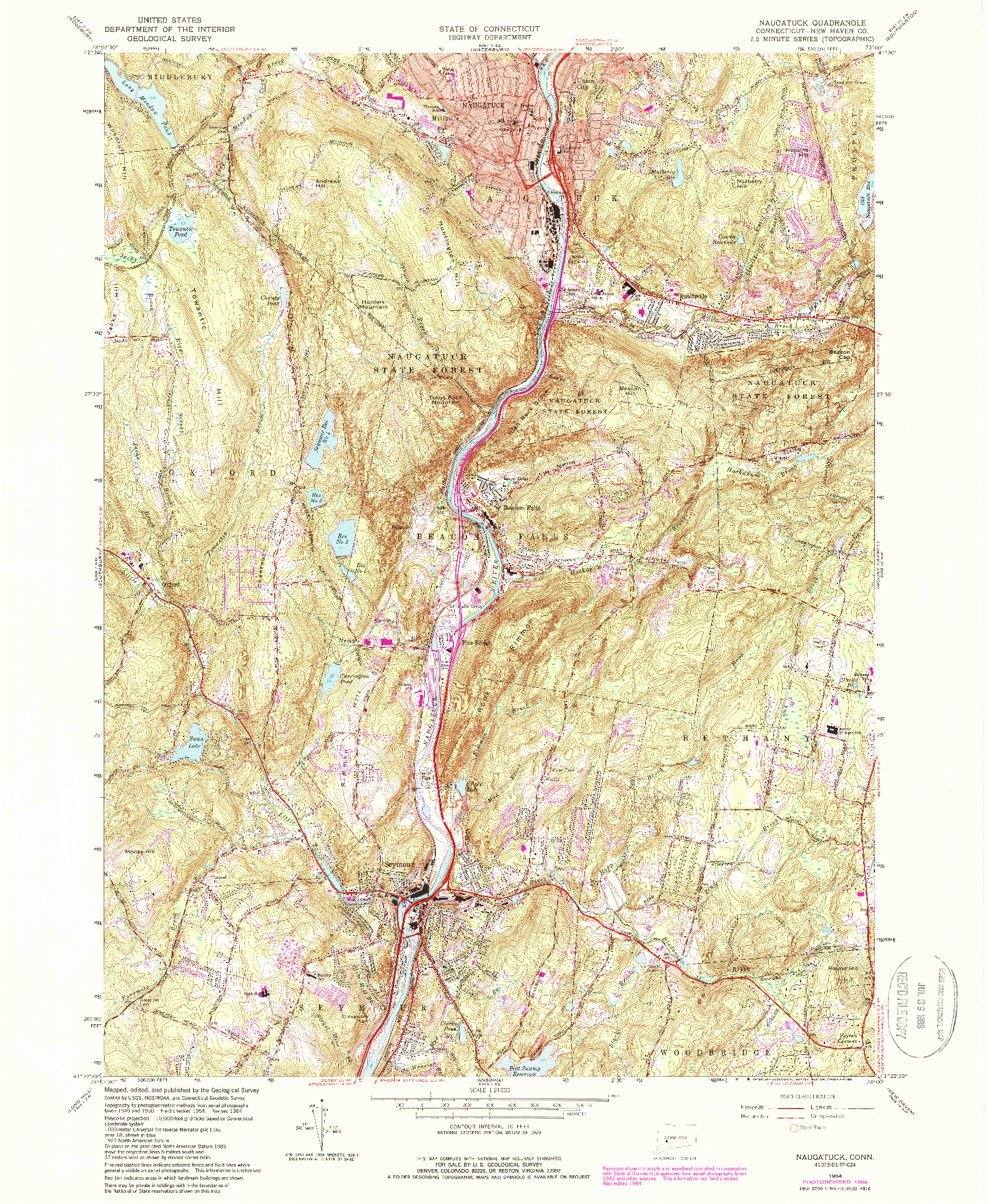 USGS 1:24000-SCALE QUADRANGLE FOR NAUGATUCK, CT 1964