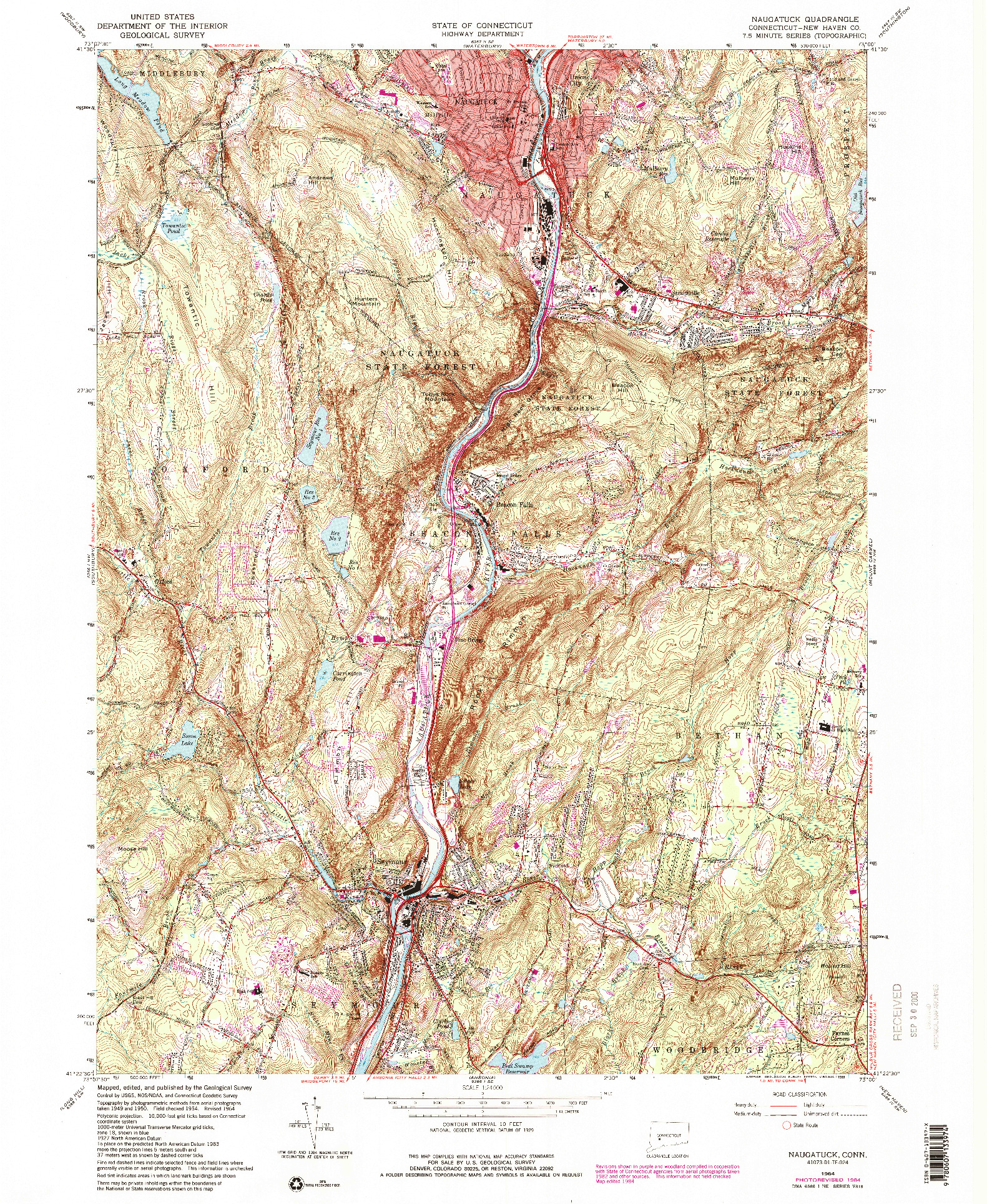 USGS 1:24000-SCALE QUADRANGLE FOR NAUGATUCK, CT 1964