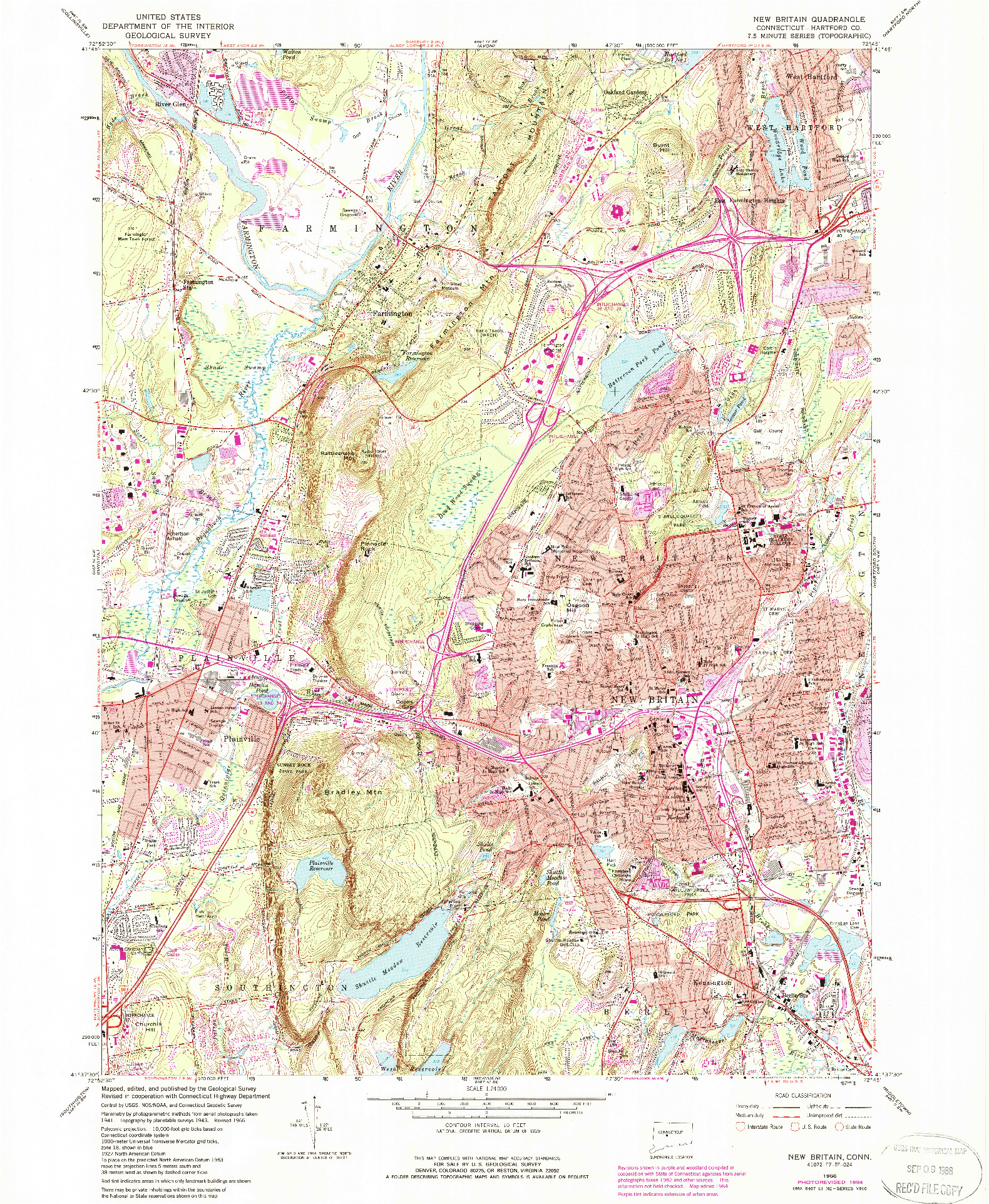 USGS 1:24000-SCALE QUADRANGLE FOR NEW BRITAIN, CT 1966