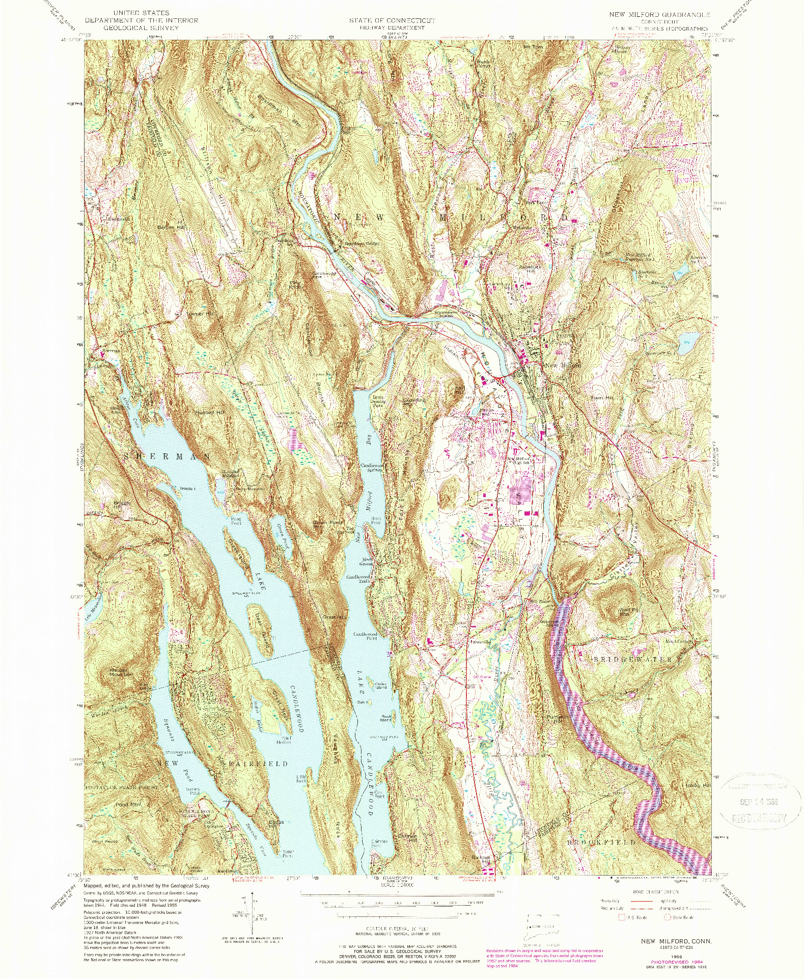 USGS 1:24000-SCALE QUADRANGLE FOR NEW MILFORD, CT 1955