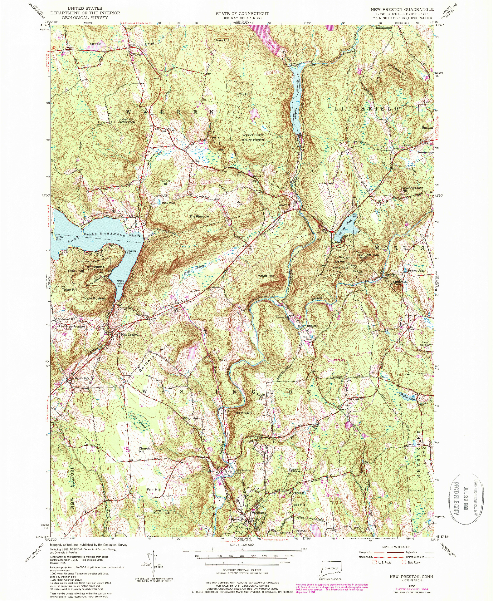 USGS 1:24000-SCALE QUADRANGLE FOR NEW PRESTON, CT 1955