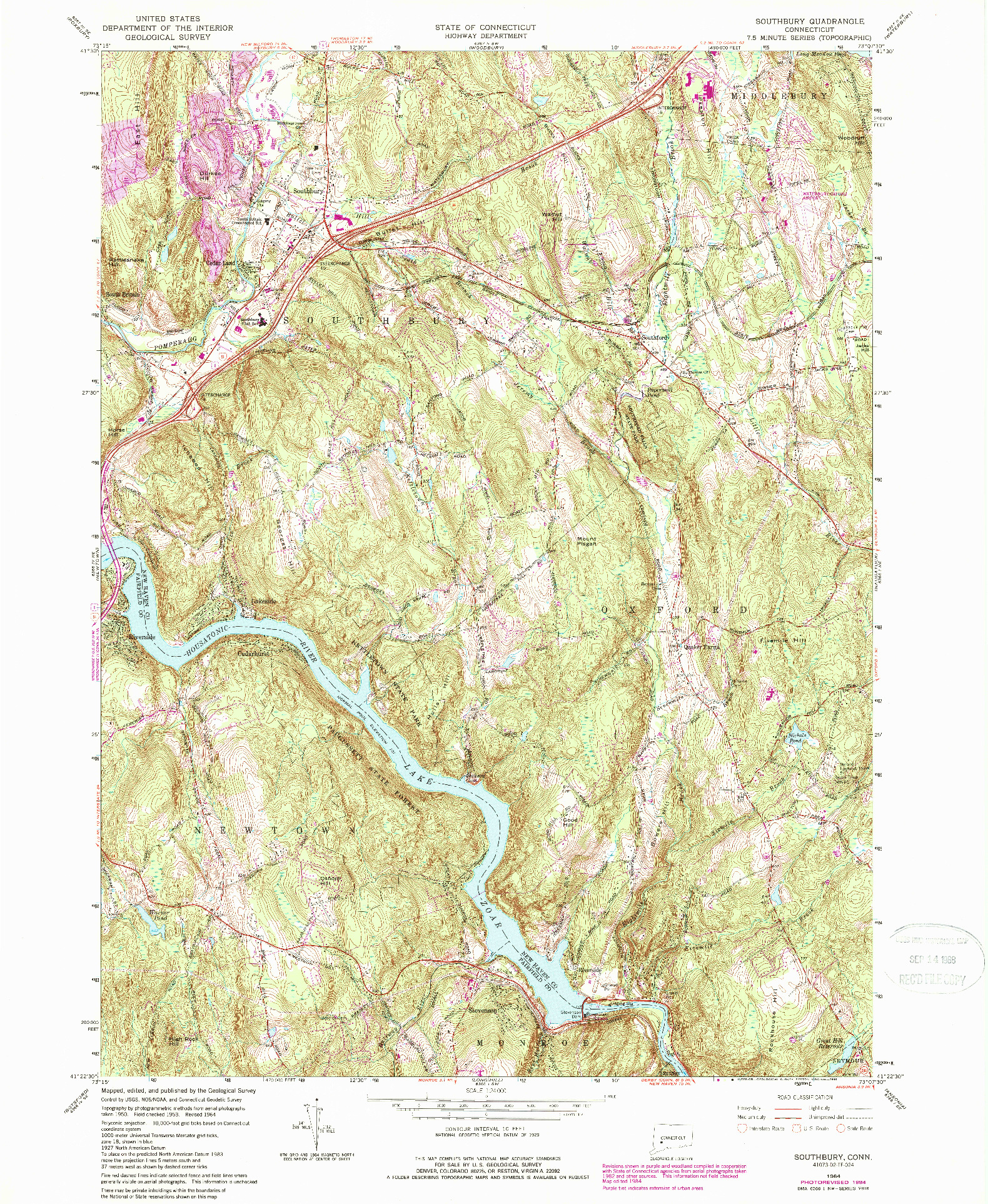 USGS 1:24000-SCALE QUADRANGLE FOR SOUTHBURY, CT 1964