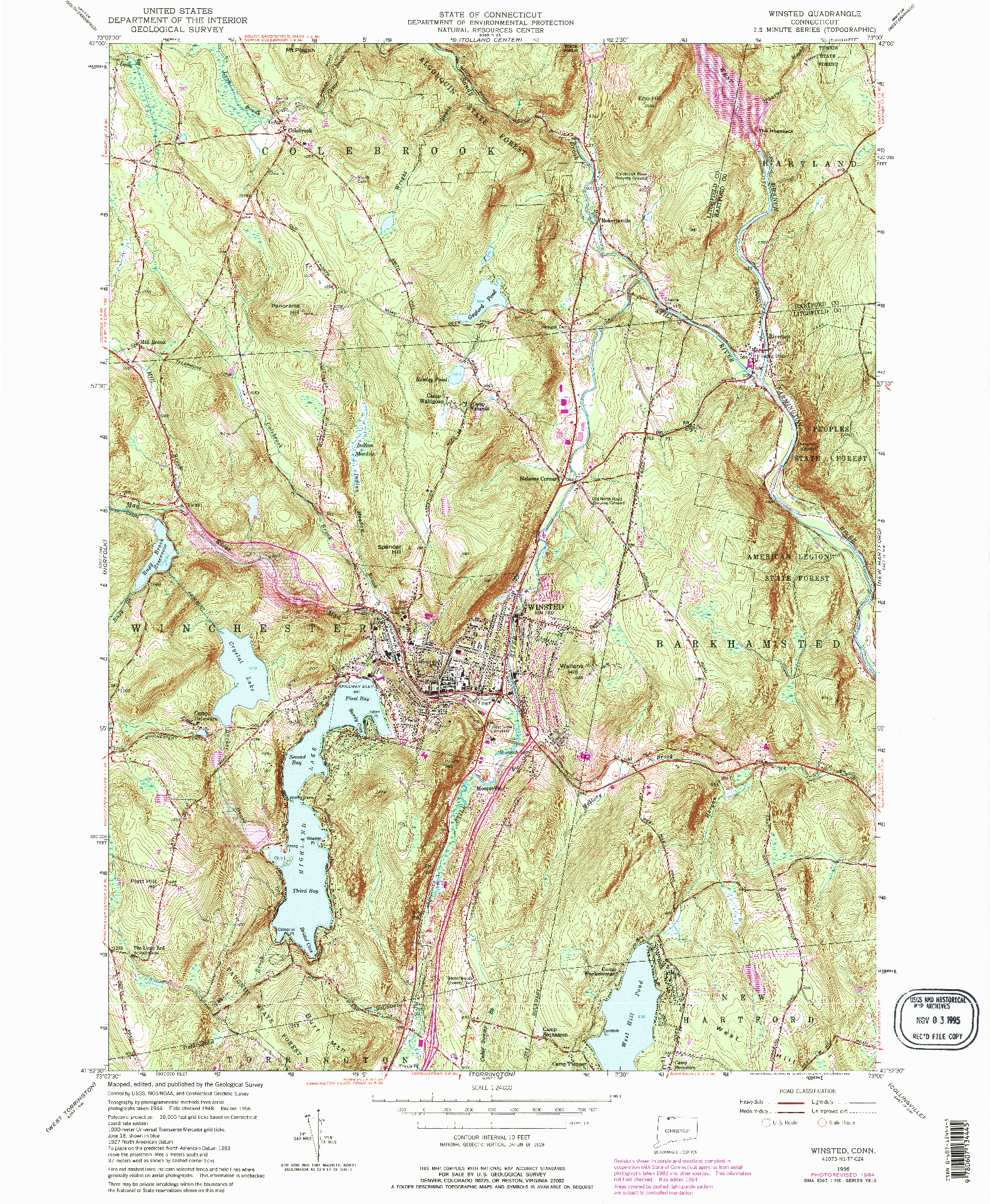 USGS 1:24000-SCALE QUADRANGLE FOR WINSTED, CT 1956