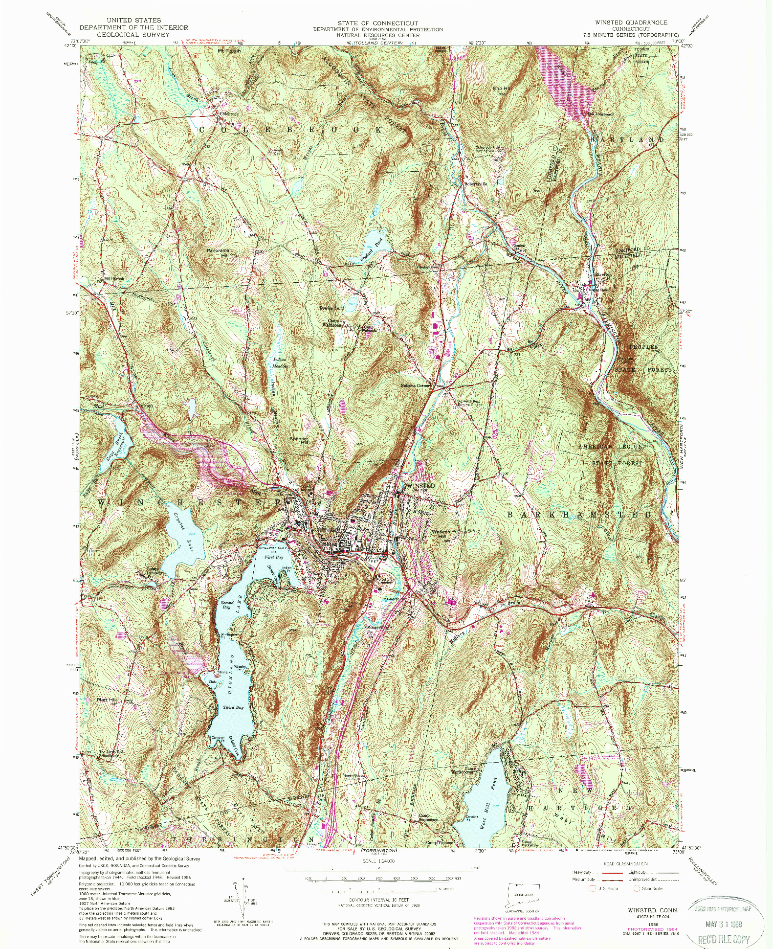 USGS 1:24000-SCALE QUADRANGLE FOR WINSTED, CT 1956