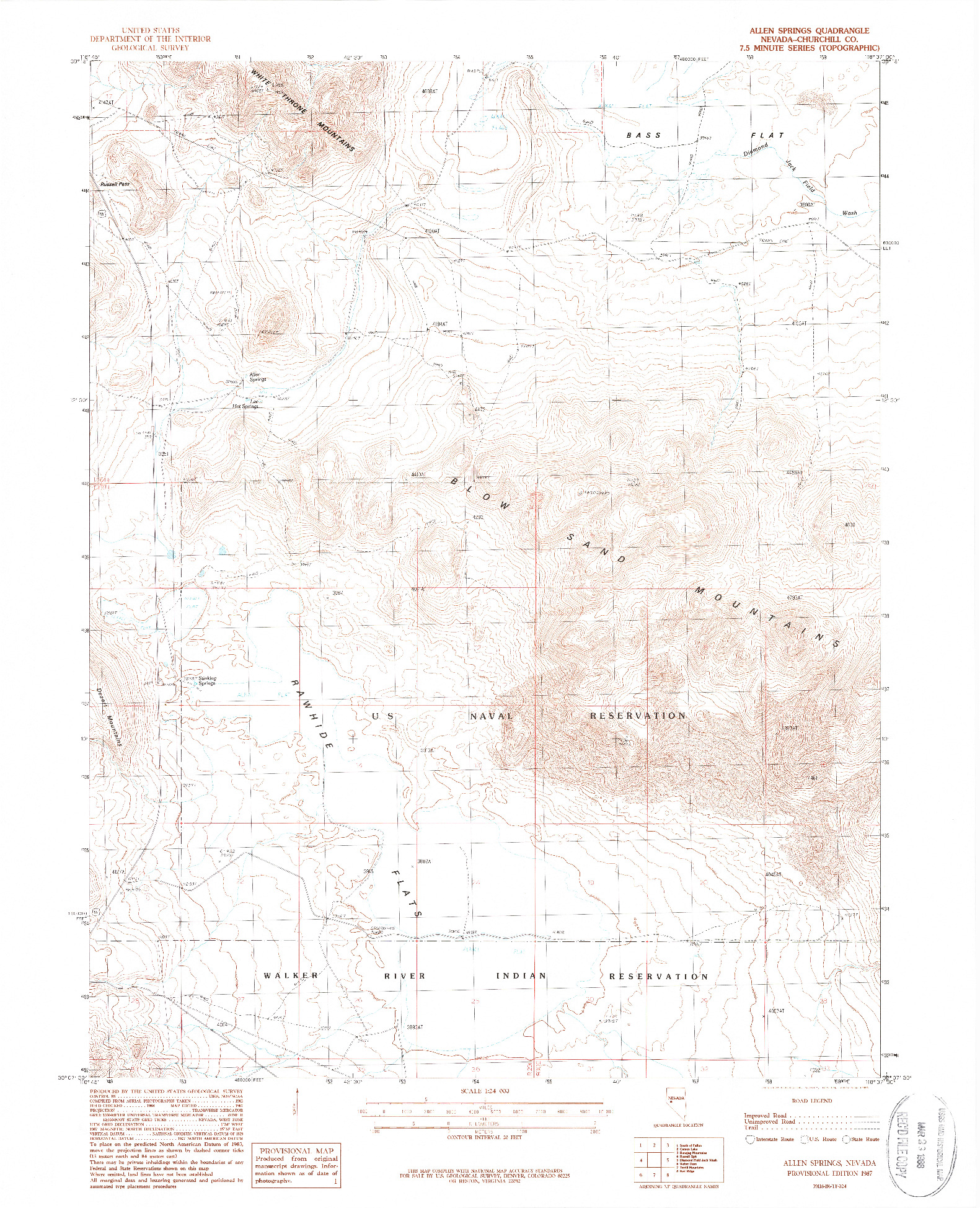USGS 1:24000-SCALE QUADRANGLE FOR ALLEN SPRINGS, NV 1987