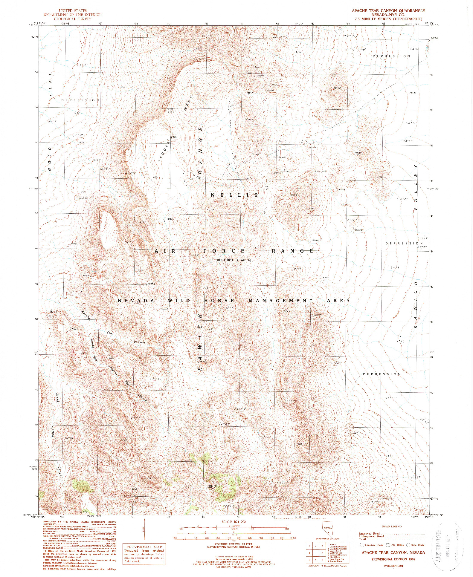 USGS 1:24000-SCALE QUADRANGLE FOR APACHE TEAR CANYON, NV 1988