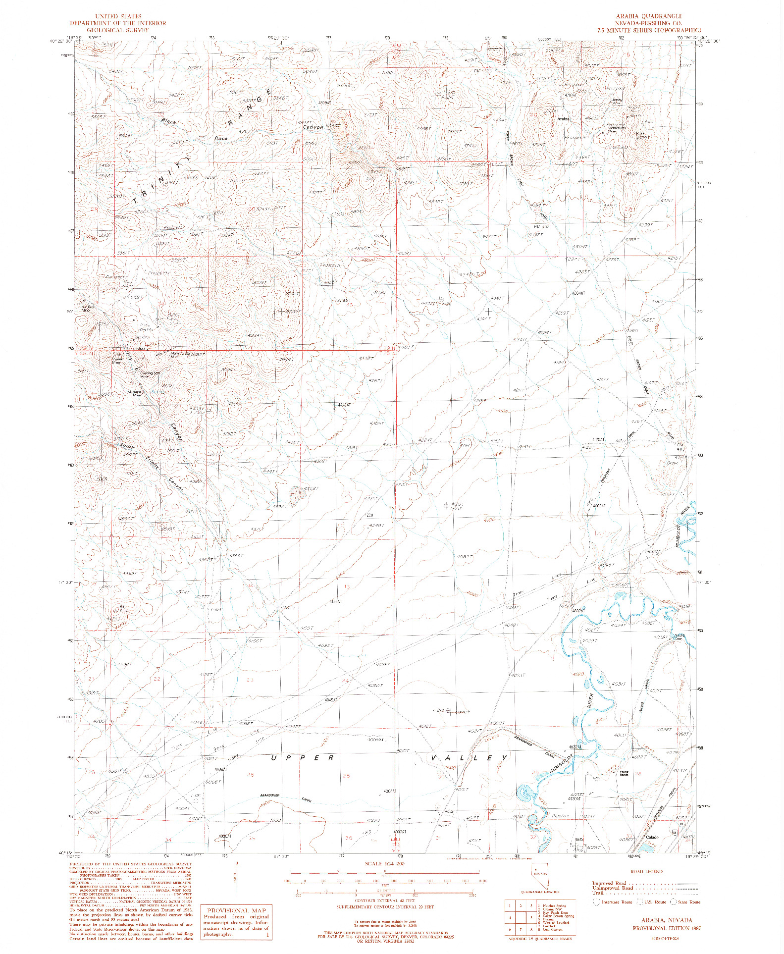 USGS 1:24000-SCALE QUADRANGLE FOR ARABIA, NV 1987