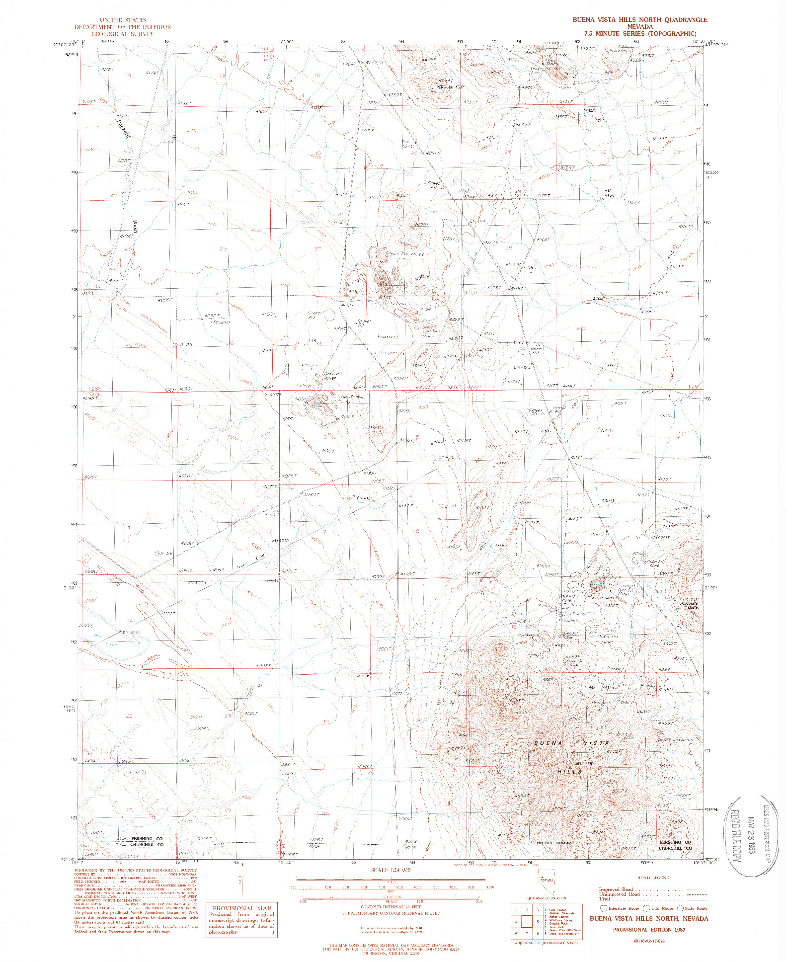 USGS 1:24000-SCALE QUADRANGLE FOR BUENA VISTA HILLS NORTH, NV 1987