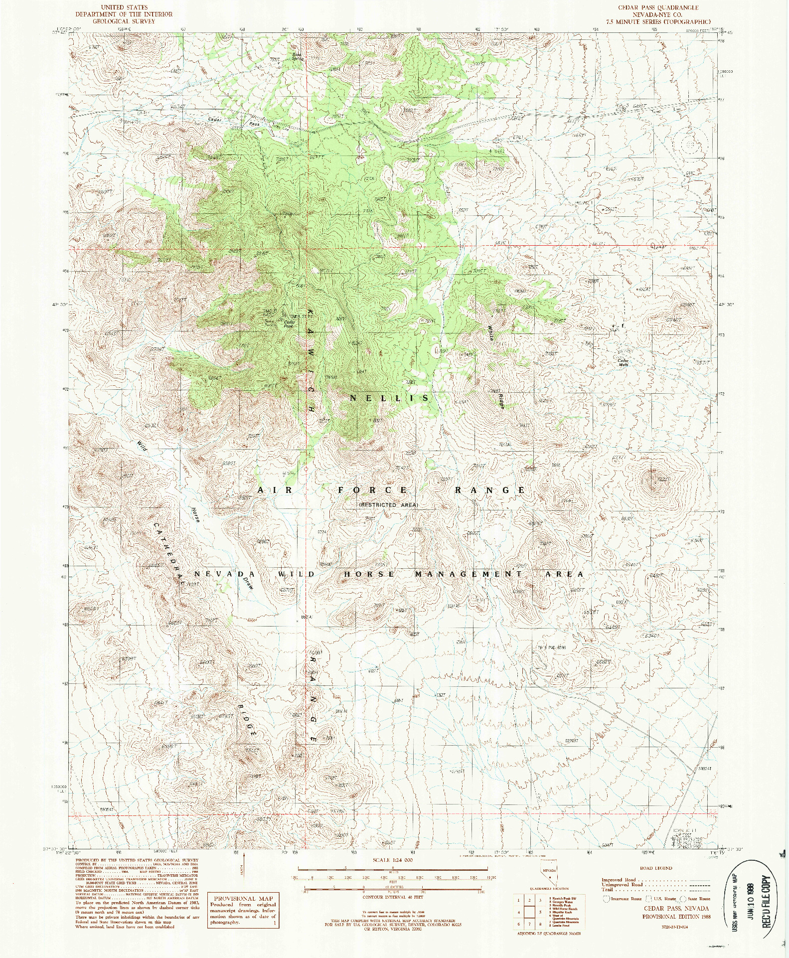USGS 1:24000-SCALE QUADRANGLE FOR CEDAR PASS, NV 1988