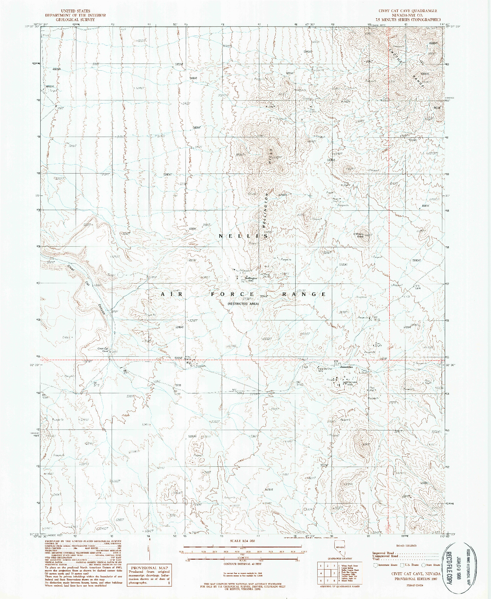 USGS 1:24000-SCALE QUADRANGLE FOR CIVET CAT CAVE, NV 1987