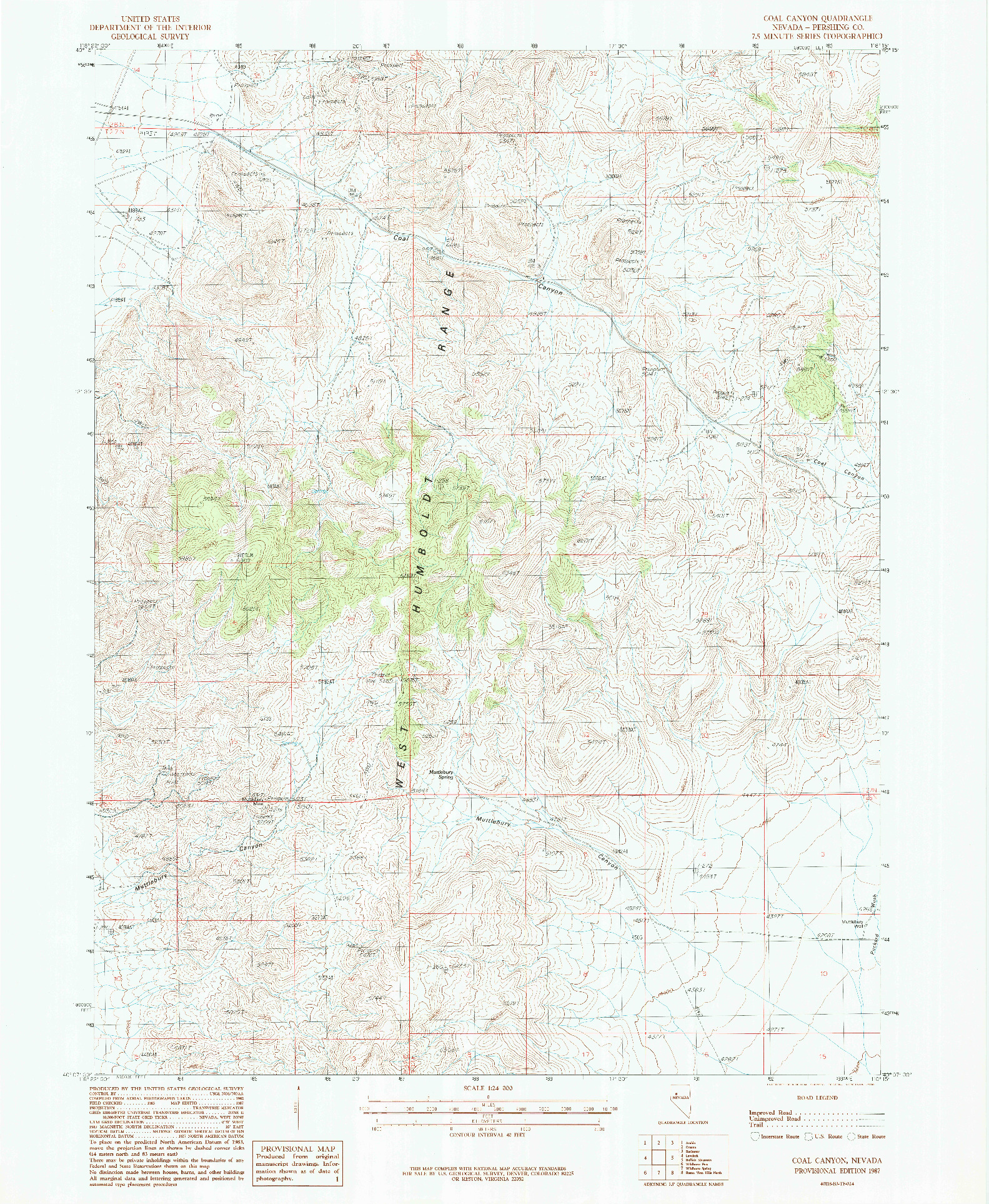 USGS 1:24000-SCALE QUADRANGLE FOR COAL CANYON, NV 1987
