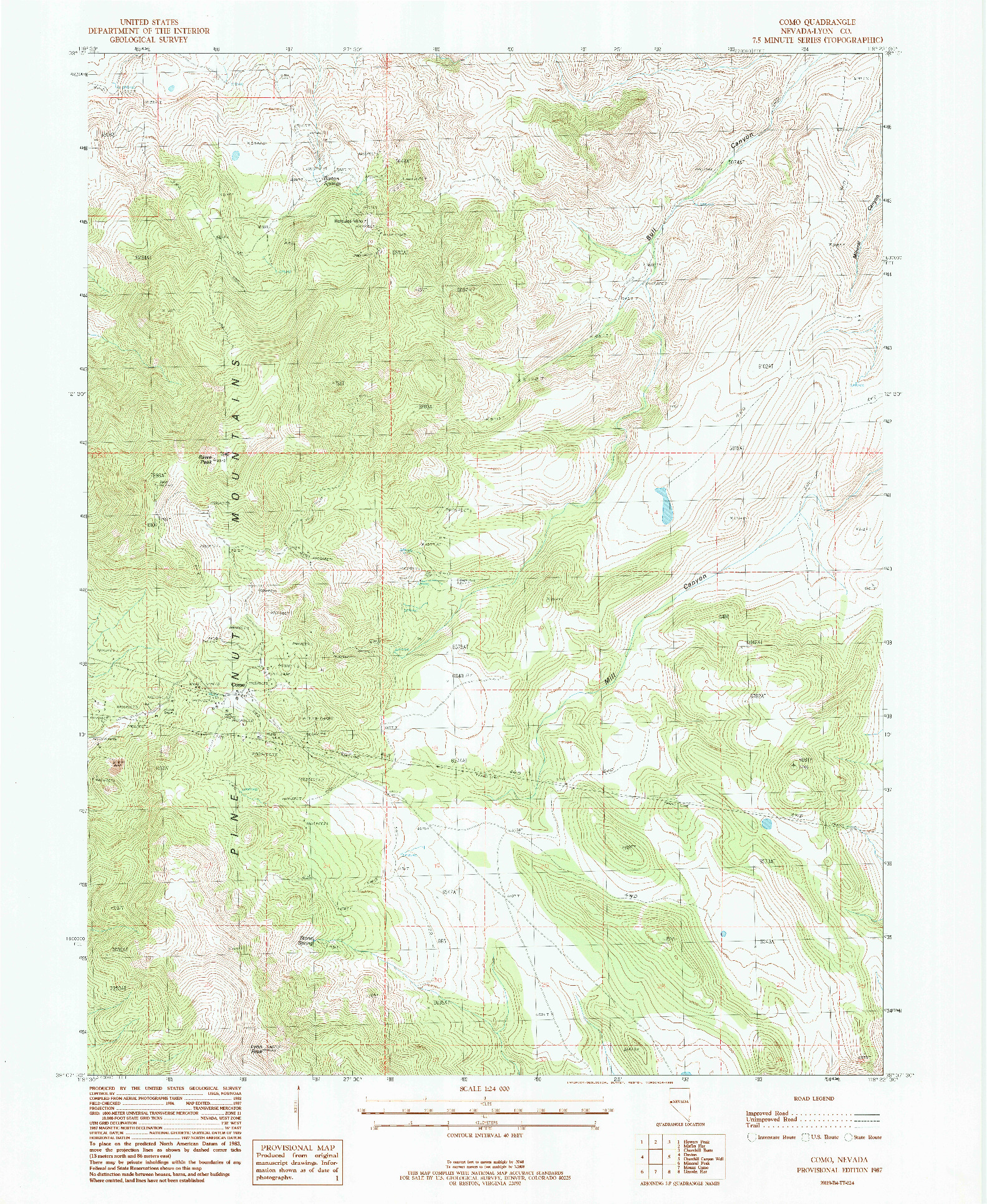 USGS 1:24000-SCALE QUADRANGLE FOR COMO, NV 1987
