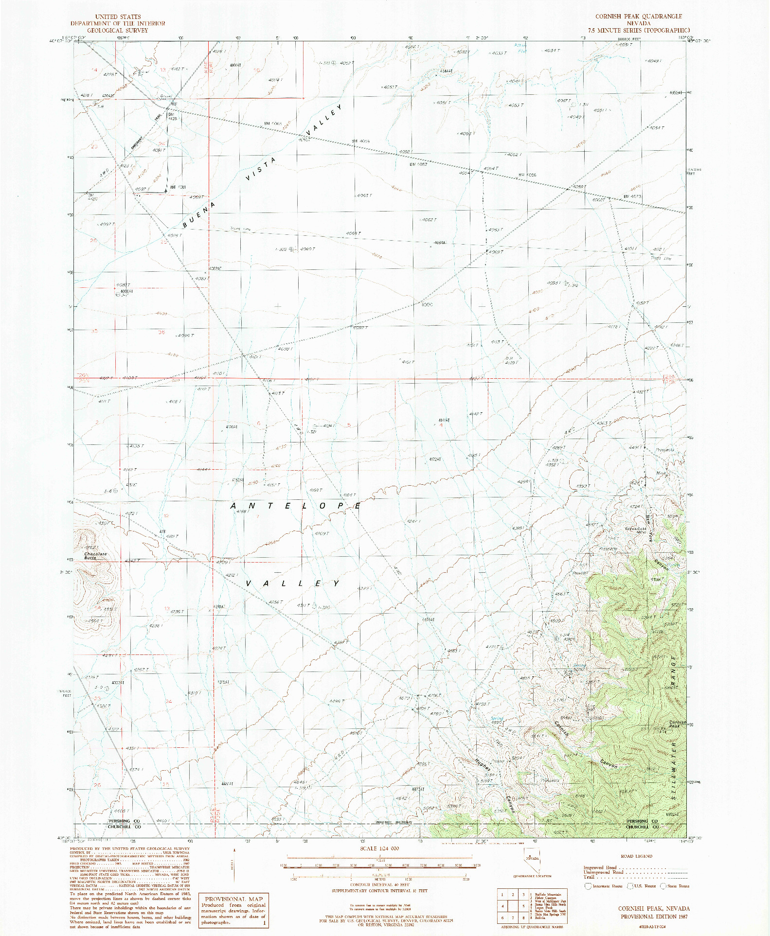 USGS 1:24000-SCALE QUADRANGLE FOR CORNISH PEAK, NV 1987