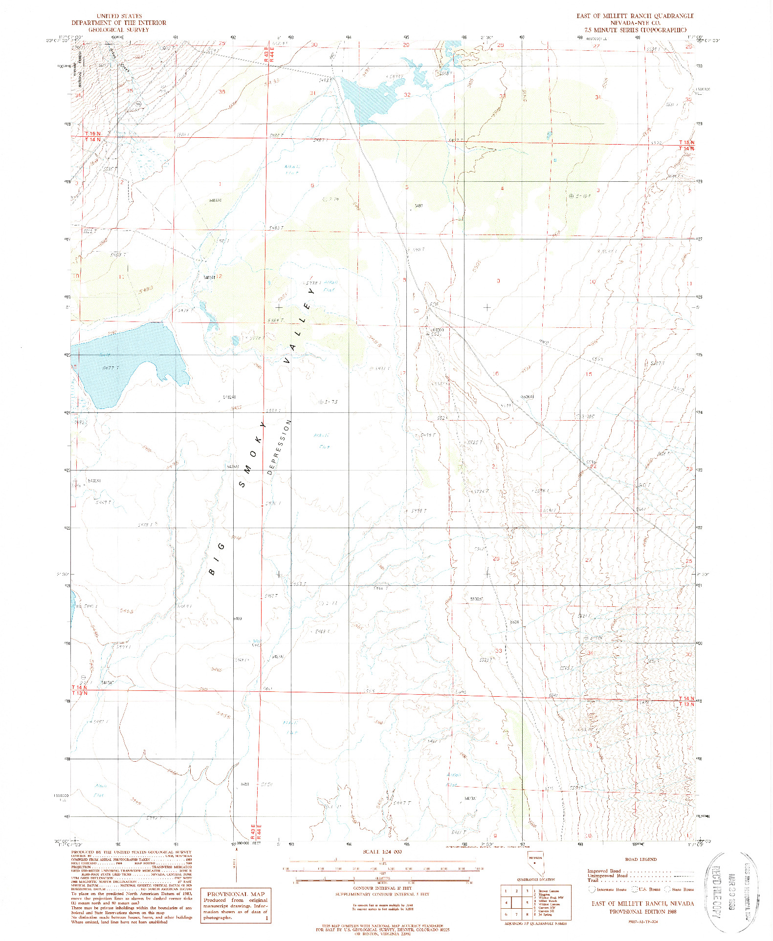 USGS 1:24000-SCALE QUADRANGLE FOR EAST OF MILLETT RANCH, NV 1988