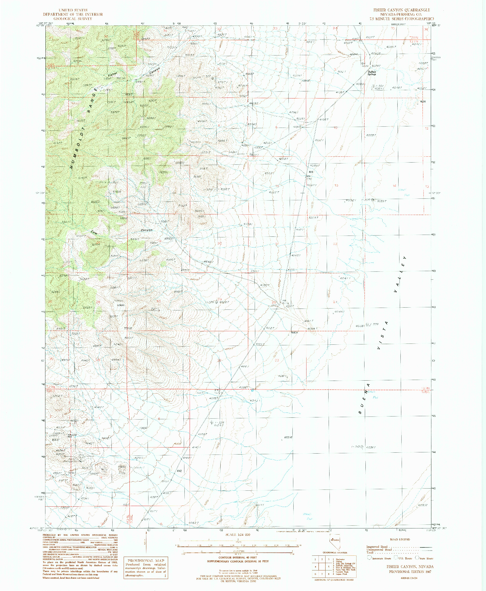 USGS 1:24000-SCALE QUADRANGLE FOR FISHER CANYON, NV 1987