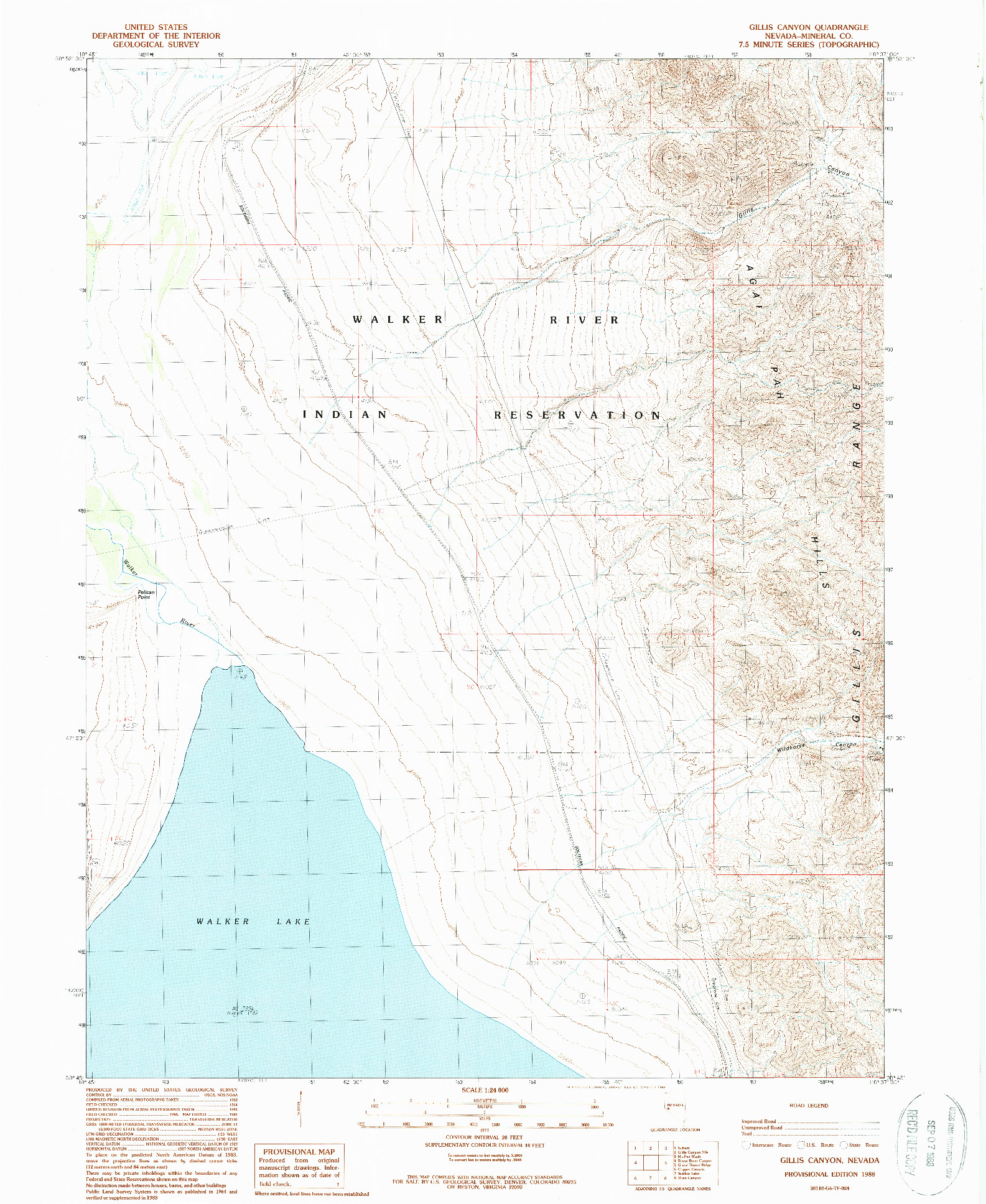 USGS 1:24000-SCALE QUADRANGLE FOR GILLIS CANYON, NV 1988