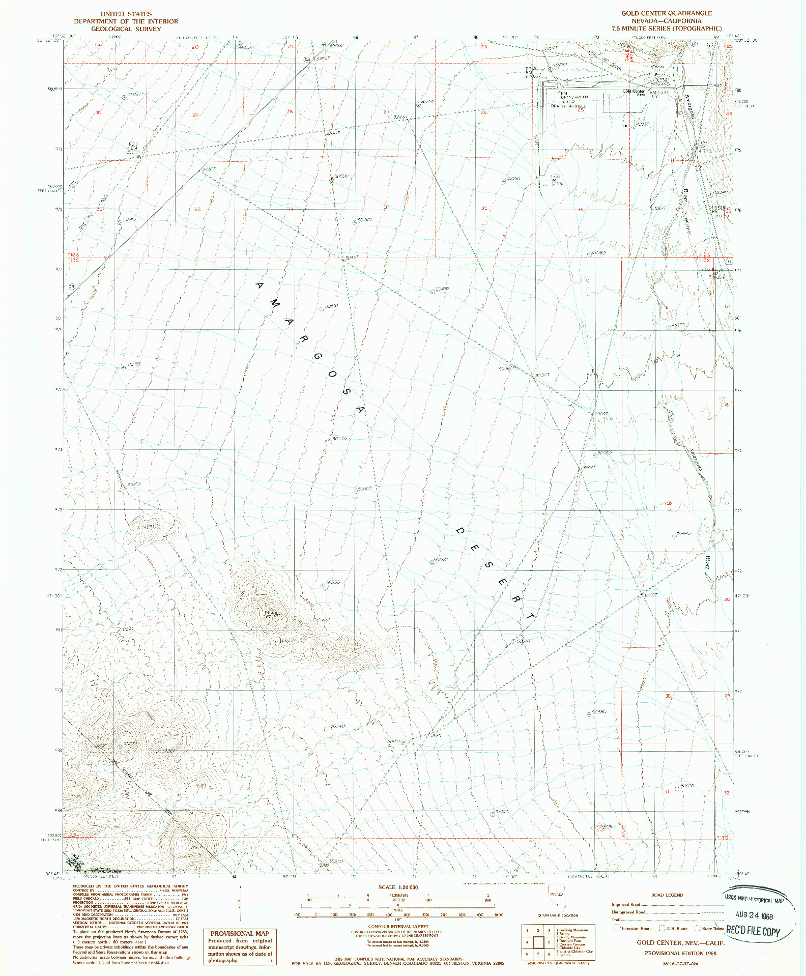 USGS 1:24000-SCALE QUADRANGLE FOR GOLD CENTER, NV 1988