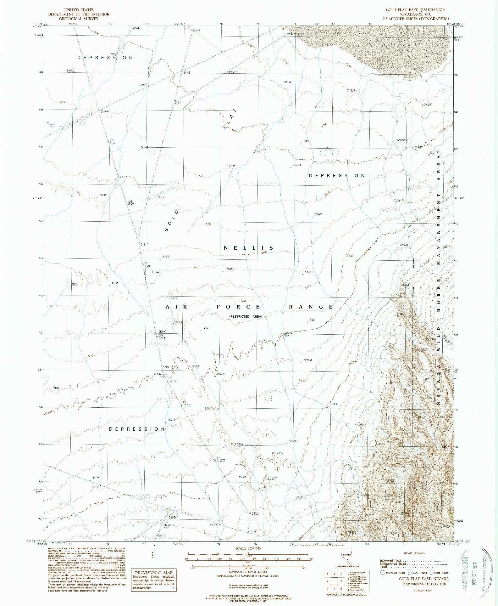 USGS 1:24000-SCALE QUADRANGLE FOR GOLD FLAT EAST, NV 1988