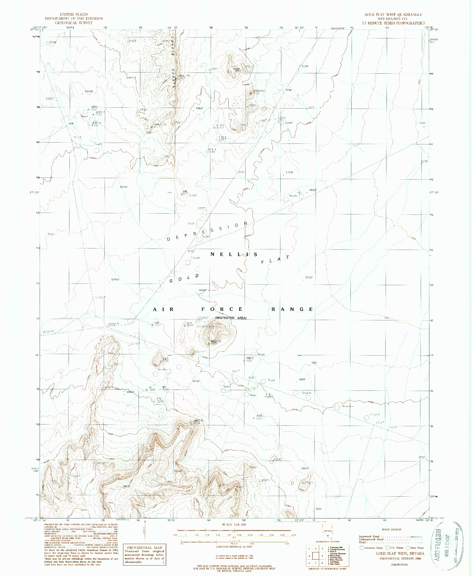 USGS 1:24000-SCALE QUADRANGLE FOR GOLD FLAT WEST, NV 1988