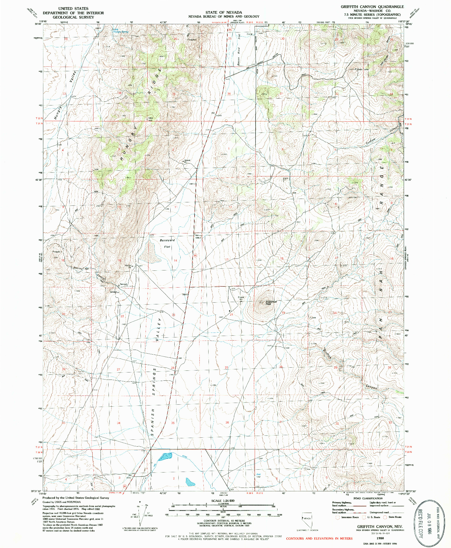 USGS 1:24000-SCALE QUADRANGLE FOR GRIFFITH CANYON, NV 1980