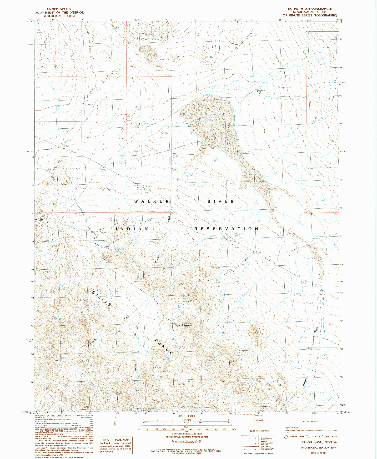 USGS 1:24000-SCALE QUADRANGLE FOR HU-PWI WASH, NV 1987