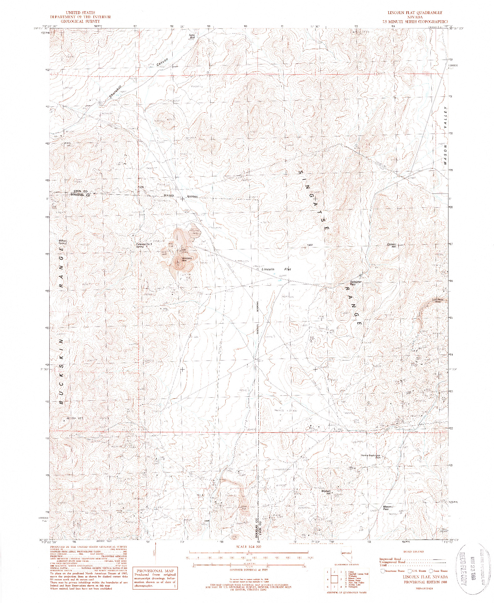 USGS 1:24000-SCALE QUADRANGLE FOR LINCOLN FLAT, NV 1988
