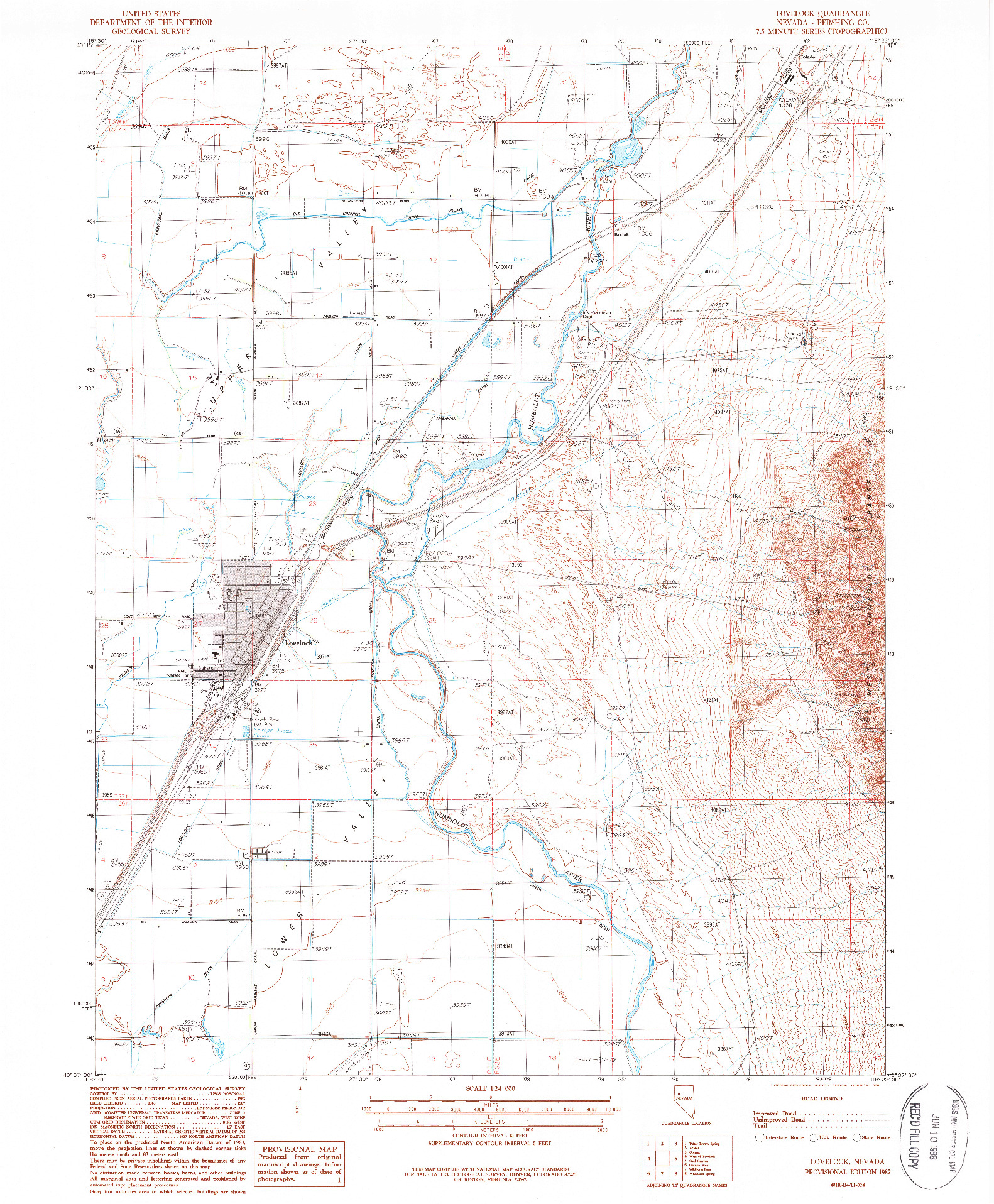 USGS 1:24000-SCALE QUADRANGLE FOR LOVELOCK, NV 1987