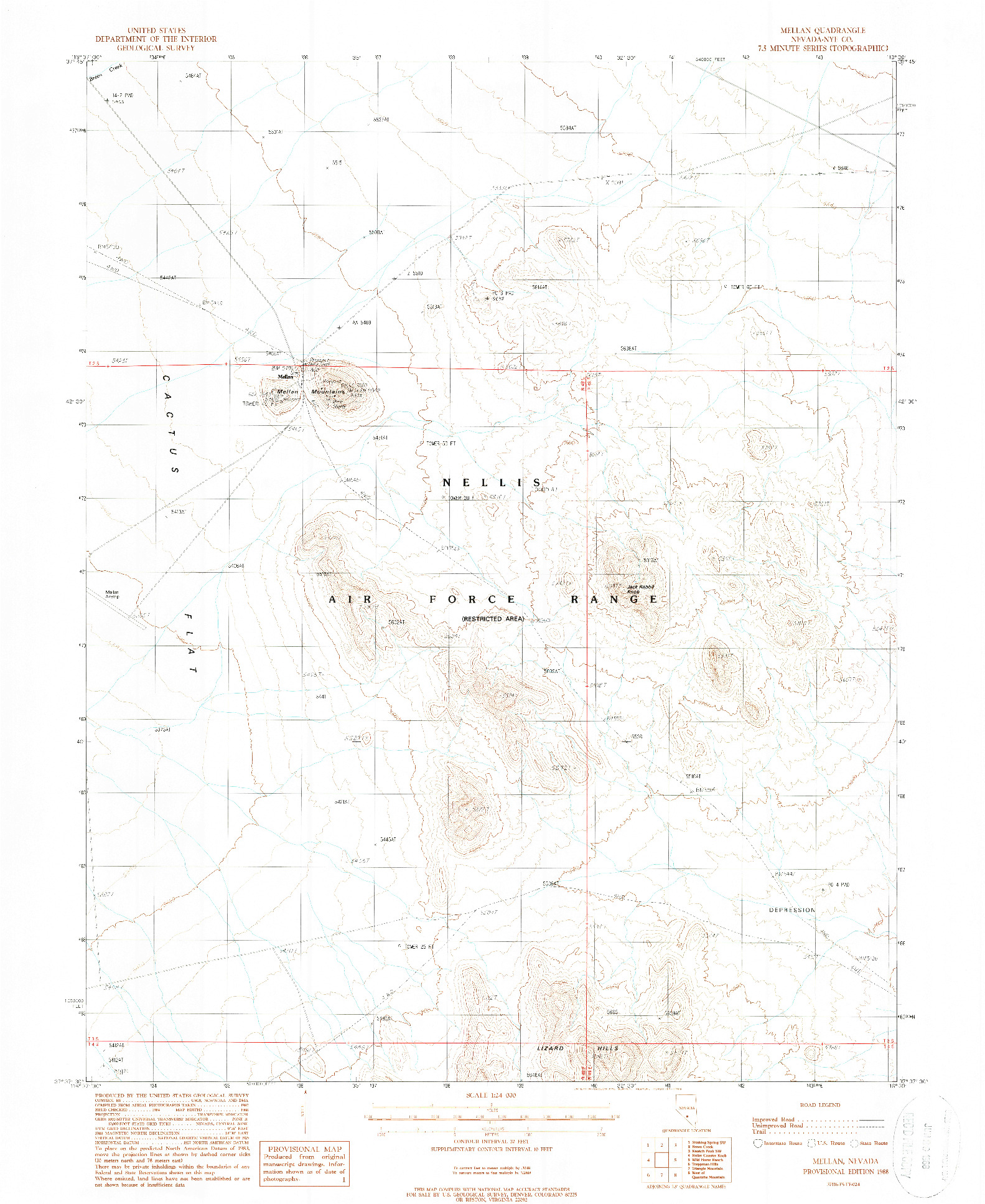 USGS 1:24000-SCALE QUADRANGLE FOR MELLAN, NV 1988