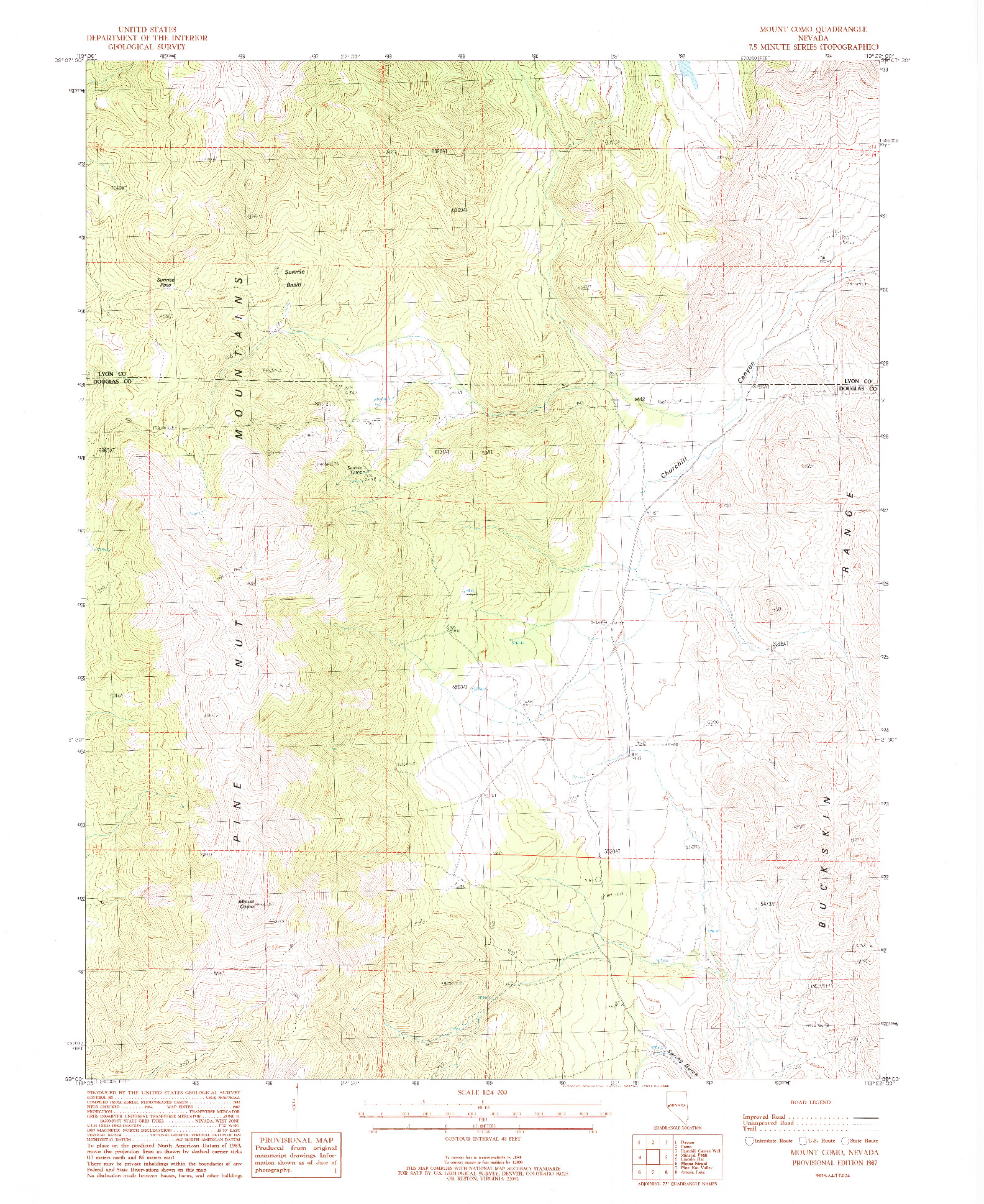 USGS 1:24000-SCALE QUADRANGLE FOR MOUNT COMO, NV 1987