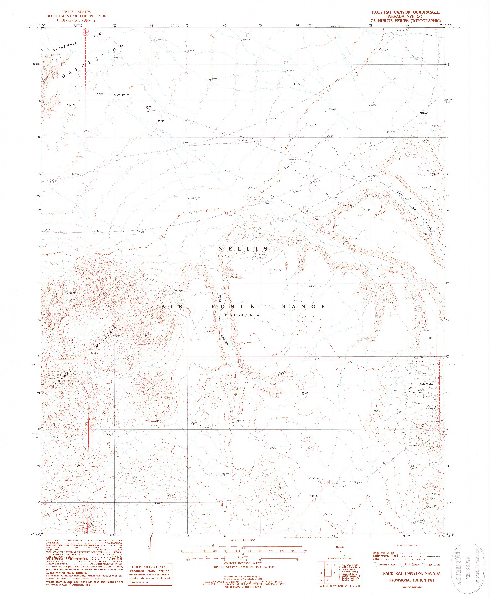 USGS 1:24000-SCALE QUADRANGLE FOR PACK RAT CANYON, NV 1987