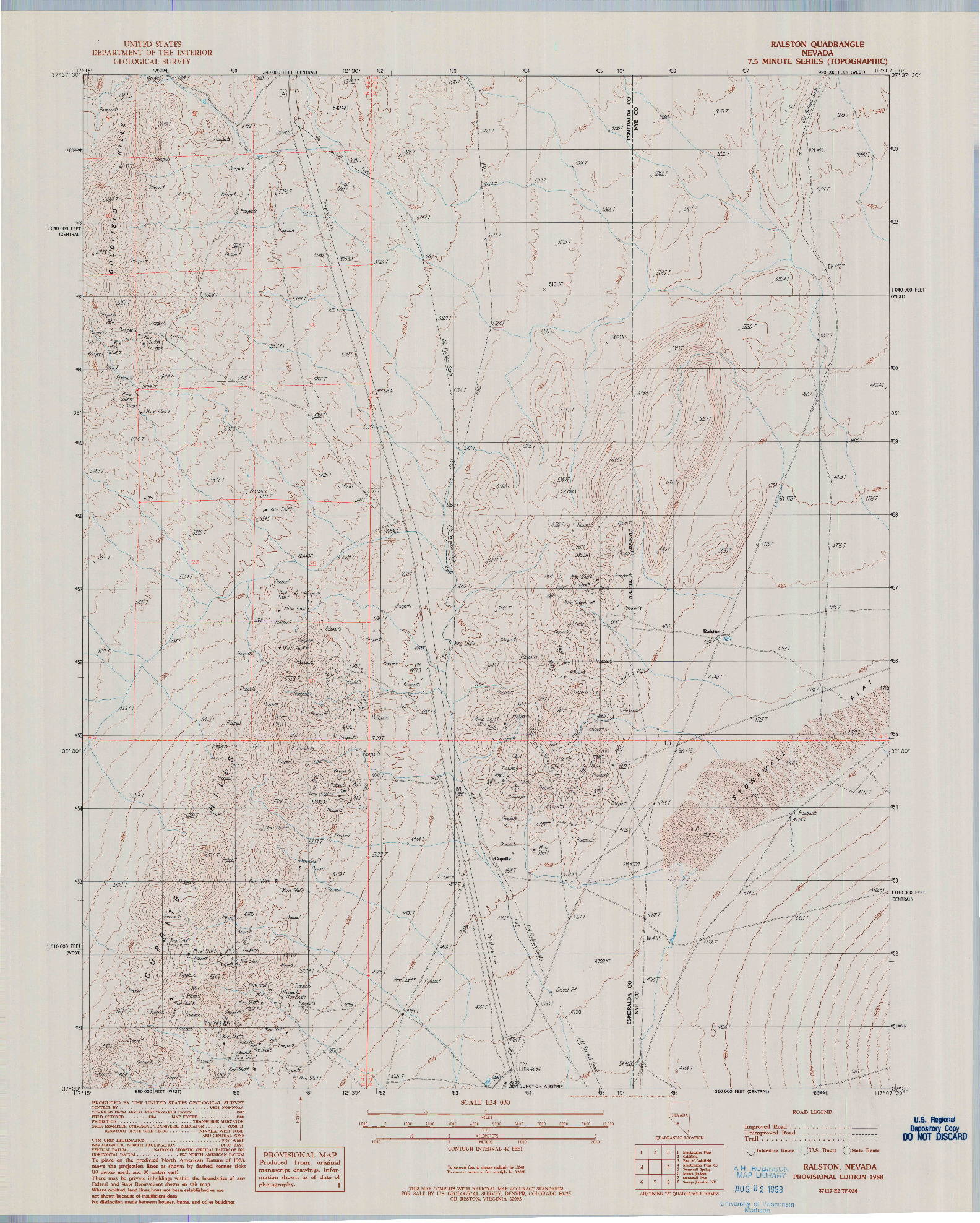 USGS 1:24000-SCALE QUADRANGLE FOR RALSTON, NV 1988