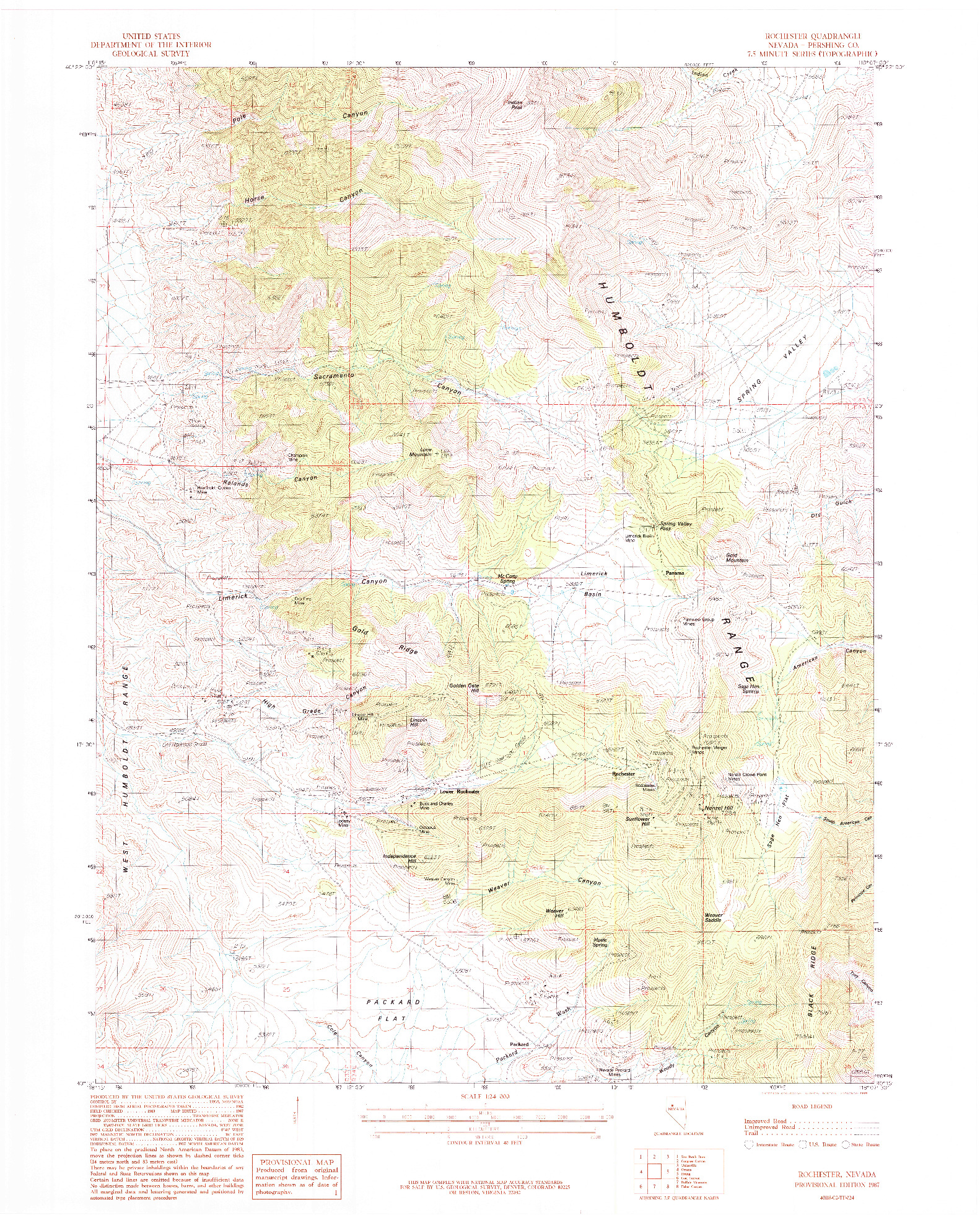 USGS 1:24000-SCALE QUADRANGLE FOR ROCHESTER, NV 1987