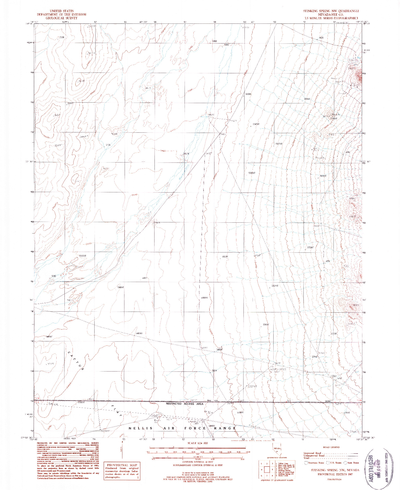 USGS 1:24000-SCALE QUADRANGLE FOR STINKING SPRING NW, NV 1987