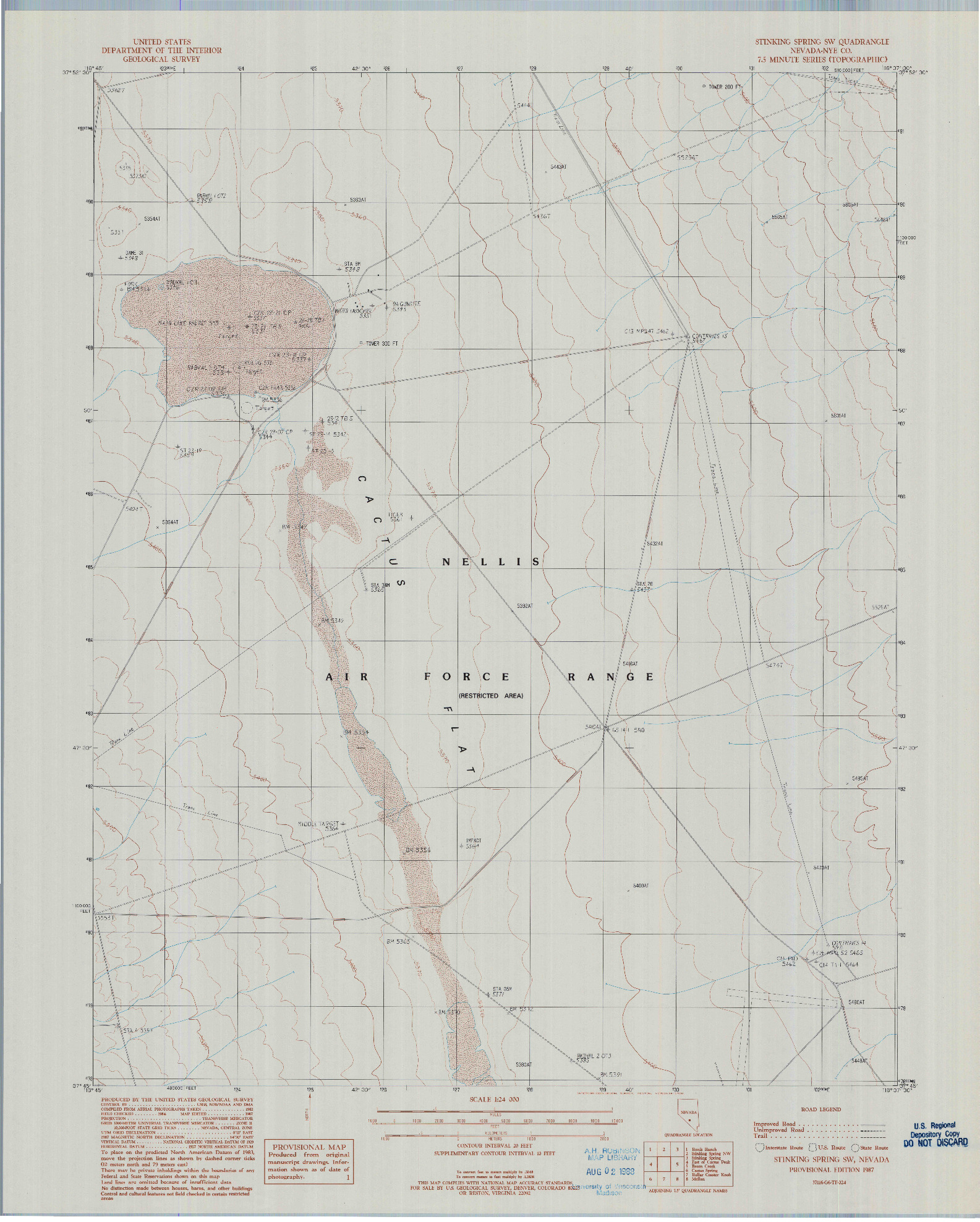 USGS 1:24000-SCALE QUADRANGLE FOR STINKING SPRING SW, NV 1987