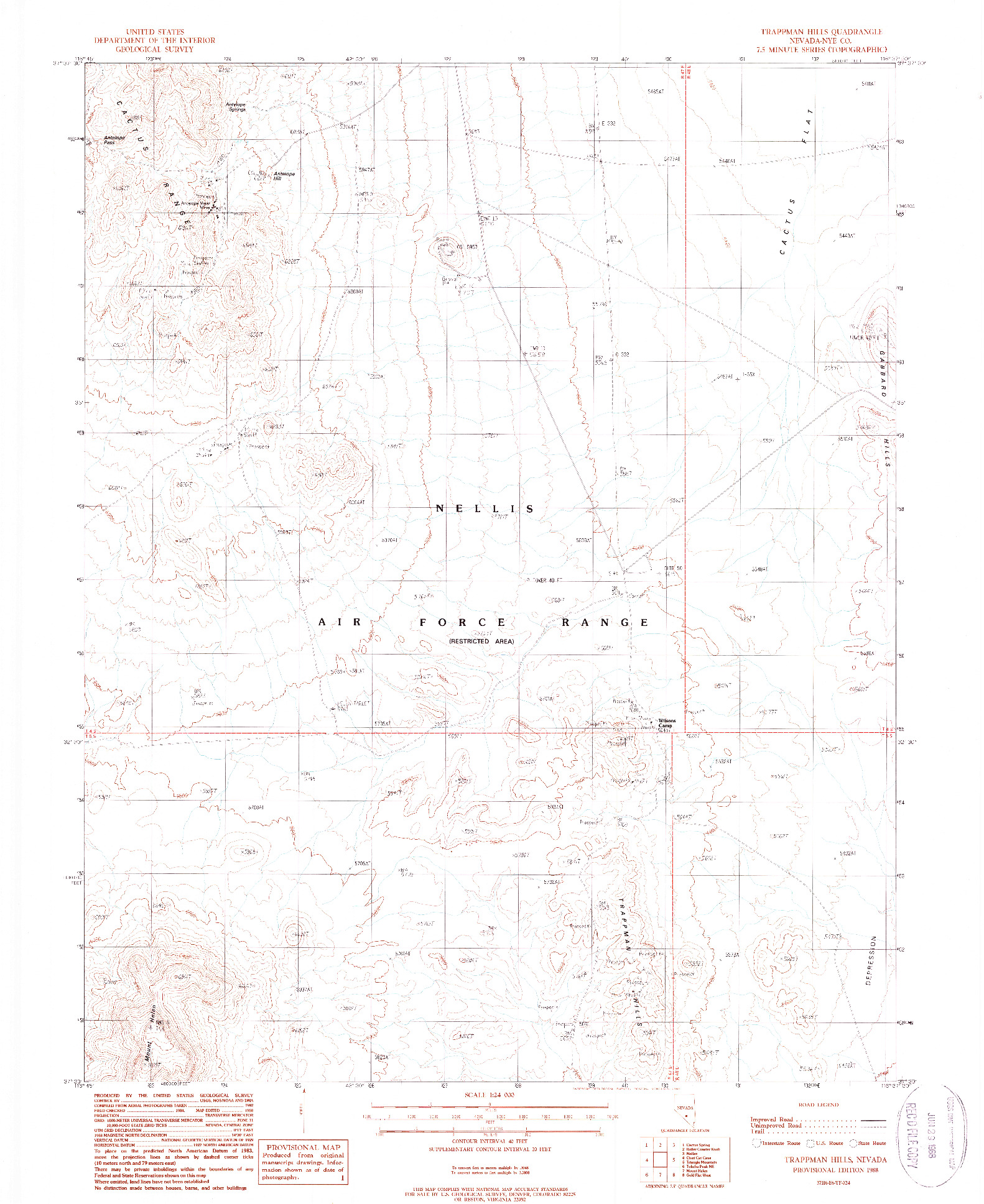 USGS 1:24000-SCALE QUADRANGLE FOR TRAPPMAN HILLS, NV 1988