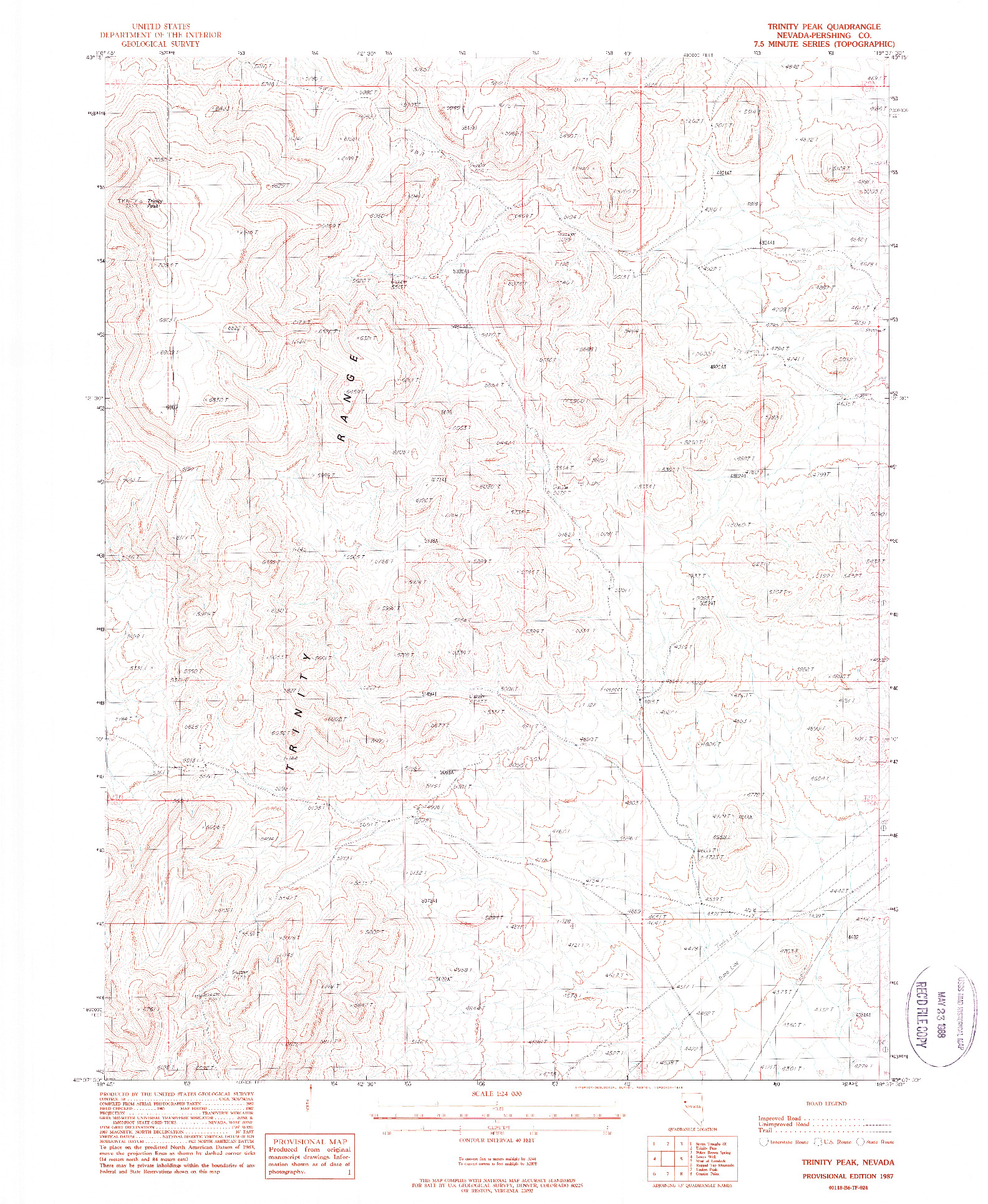 USGS 1:24000-SCALE QUADRANGLE FOR TRINITY PEAK, NV 1987