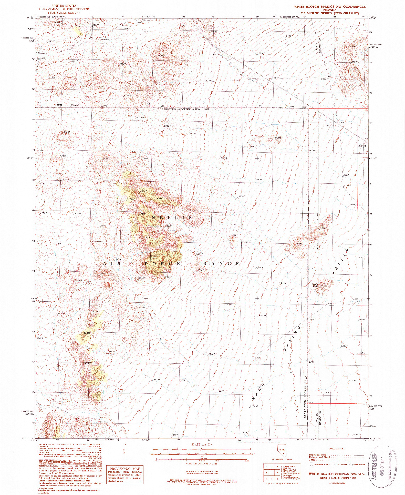 USGS 1:24000-SCALE QUADRANGLE FOR WHITE BLOTCH SPRINGS NW, NV 1987