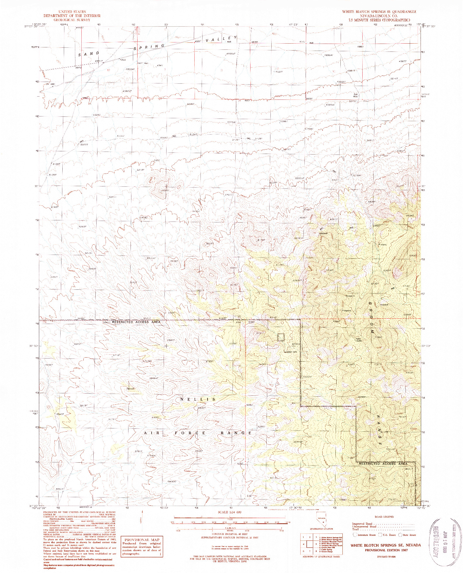USGS 1:24000-SCALE QUADRANGLE FOR WHITE BLOTCH SPRINGS SE, NV 1987