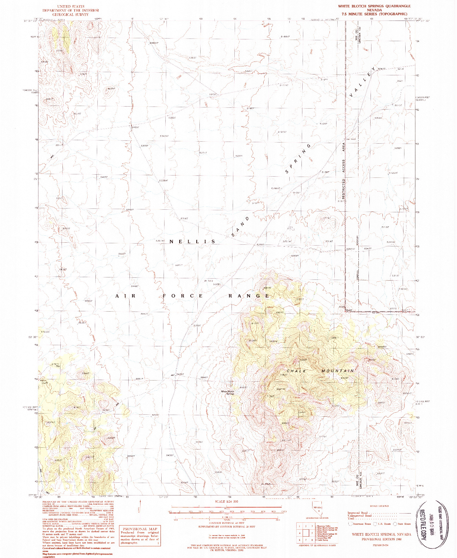 USGS 1:24000-SCALE QUADRANGLE FOR WHITE BLOTCH SPRINGS, NV 1988