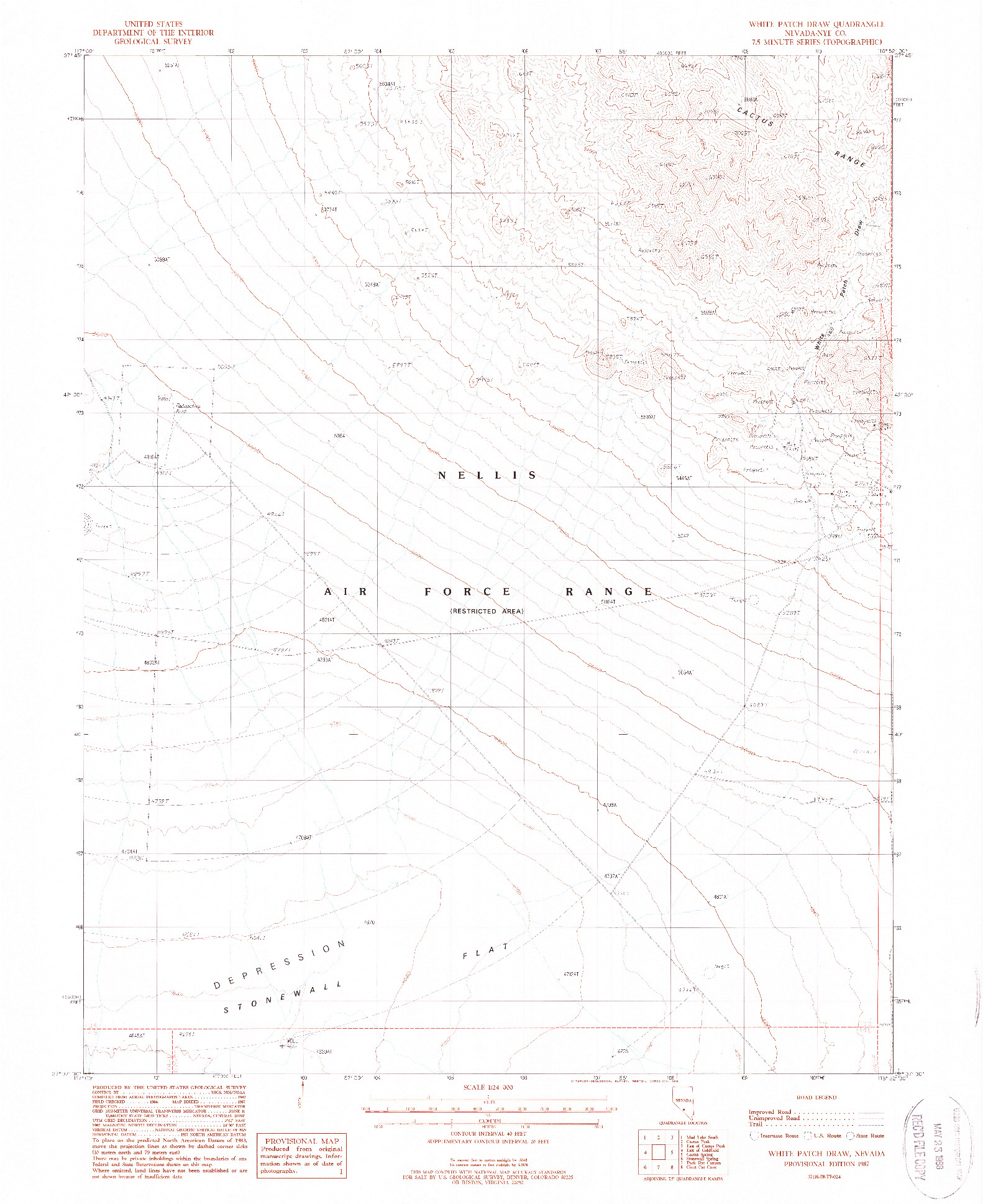 USGS 1:24000-SCALE QUADRANGLE FOR WHITE PATCH DRAW, NV 1987