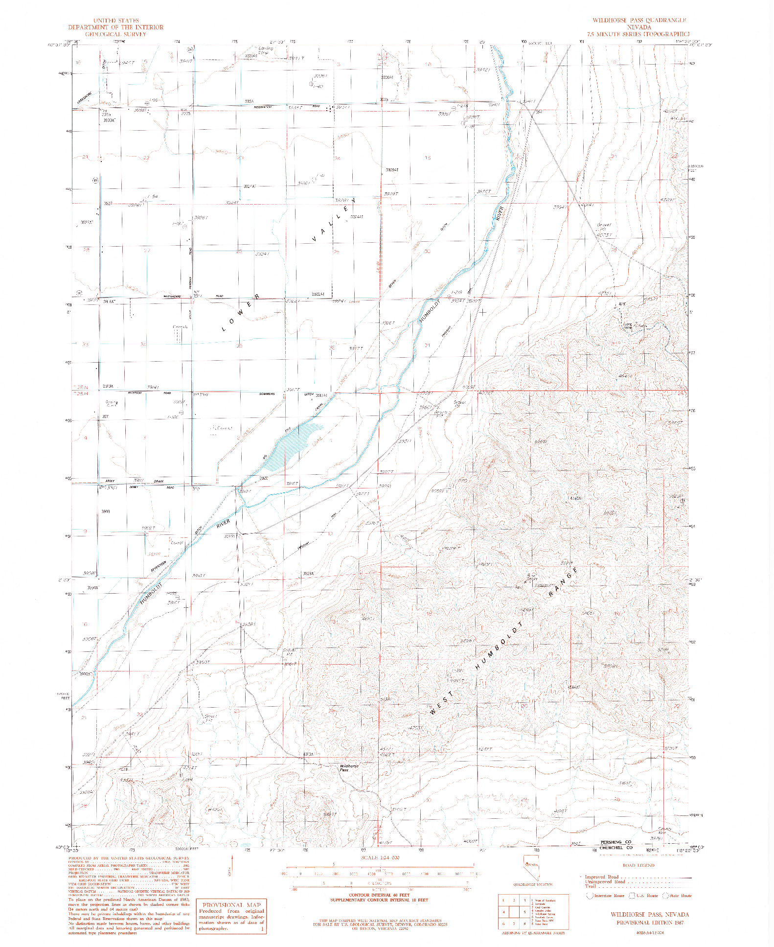 USGS 1:24000-SCALE QUADRANGLE FOR WILDHORSE PASS, NV 1987