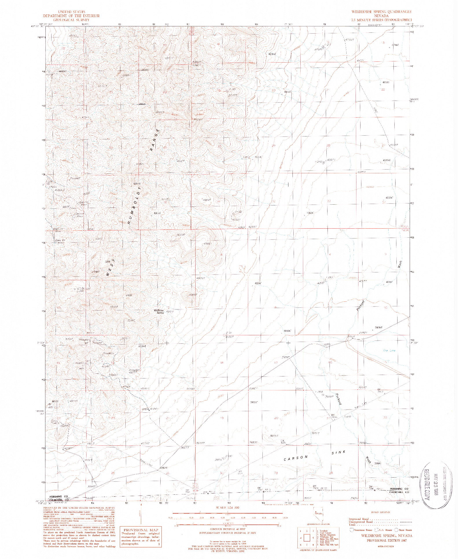 USGS 1:24000-SCALE QUADRANGLE FOR WILDHORSE SPRING, NV 1987
