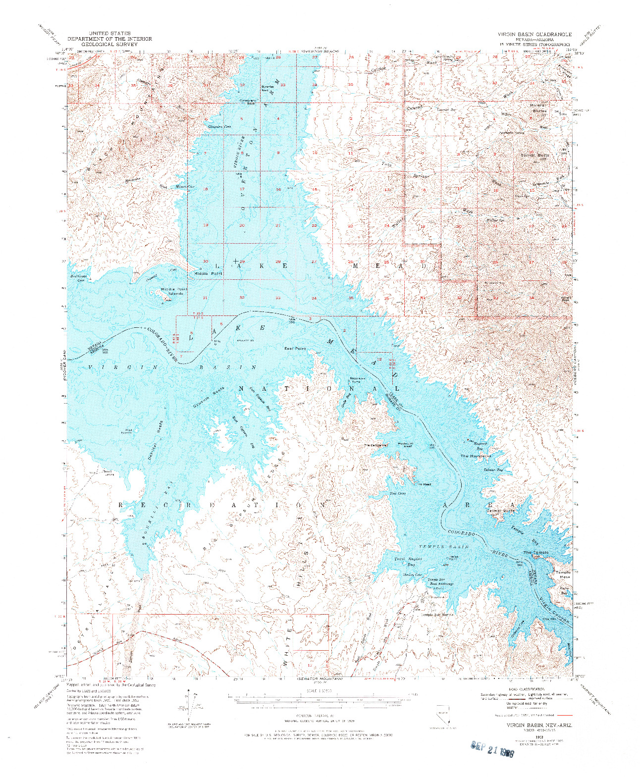 USGS 1:62500-SCALE QUADRANGLE FOR VIRGIN BASIN, NV 1953