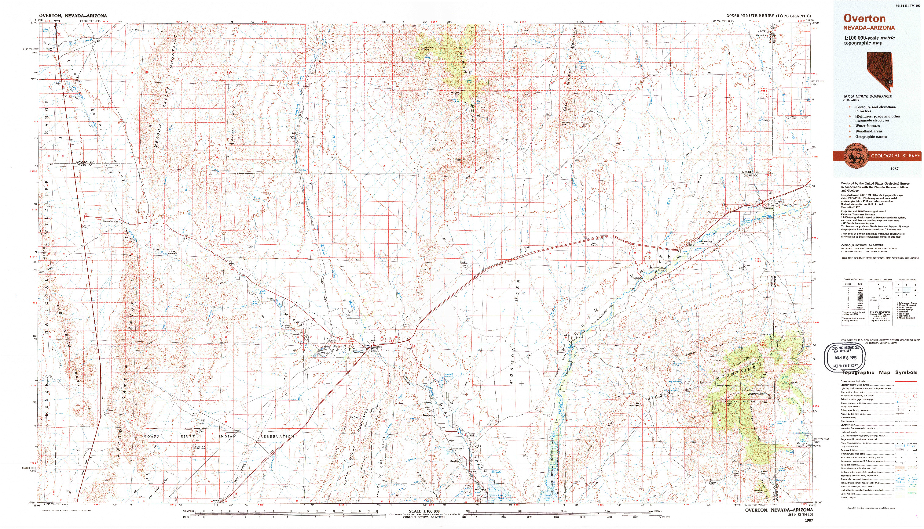 USGS 1:100000-SCALE QUADRANGLE FOR OVERTON, NV 1987