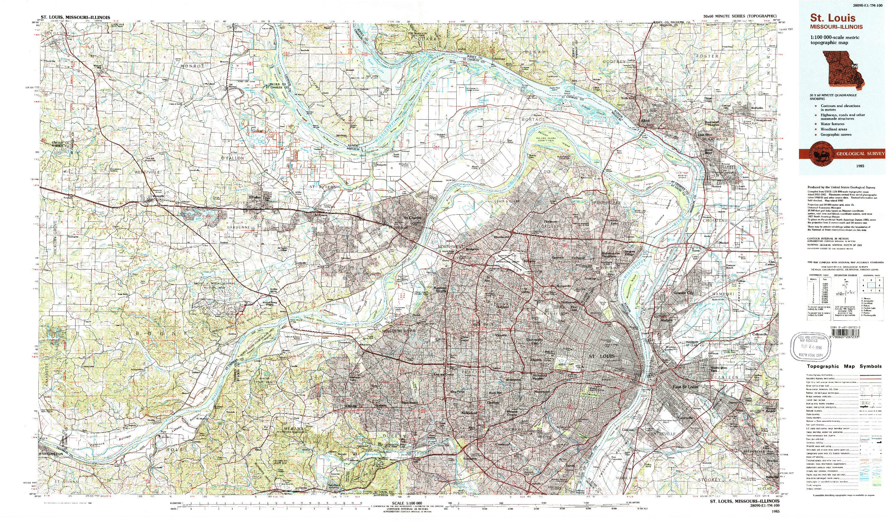 USGS 1:100000-SCALE QUADRANGLE FOR ST LOUIS, MO 1985