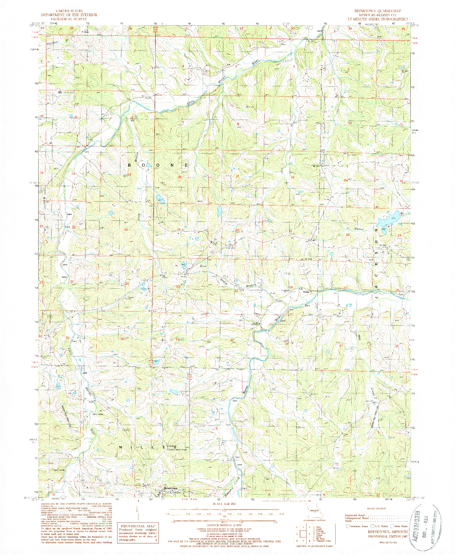 USGS 1:24000-SCALE QUADRANGLE FOR BRINKTOWN, MO 1987