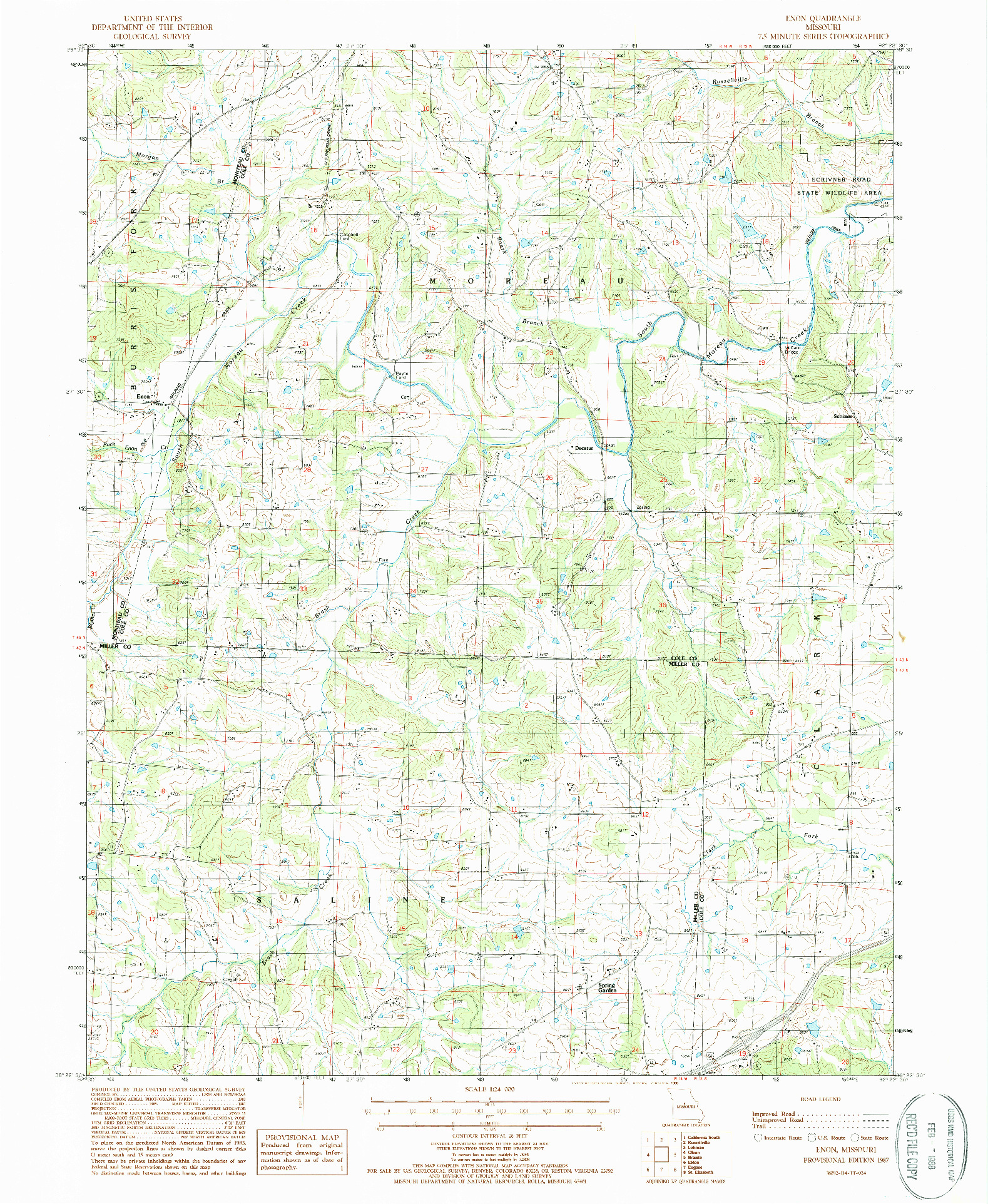 USGS 1:24000-SCALE QUADRANGLE FOR ENON, MO 1987