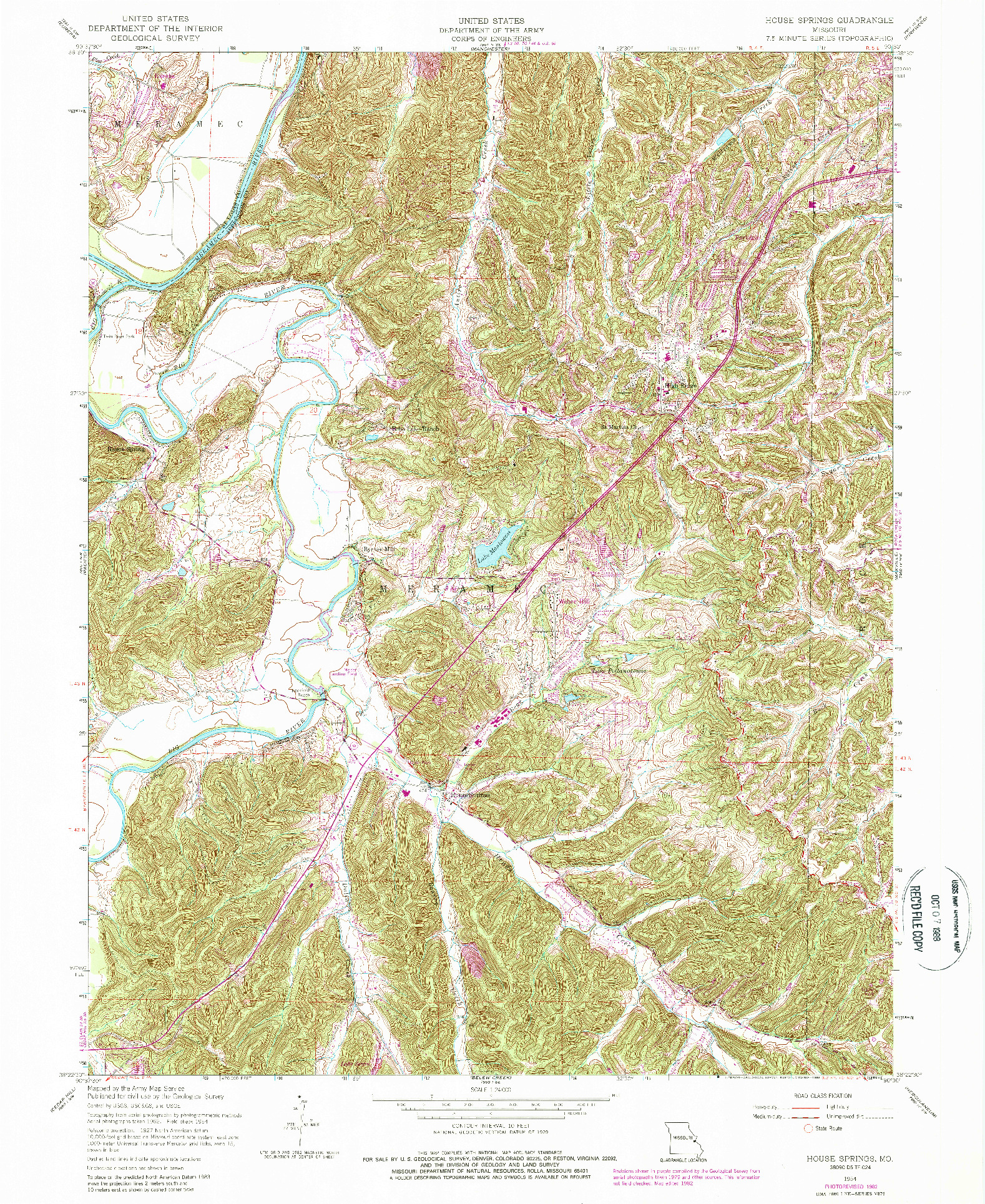 USGS 1:24000-SCALE QUADRANGLE FOR HOUSE SPRINGS, MO 1954