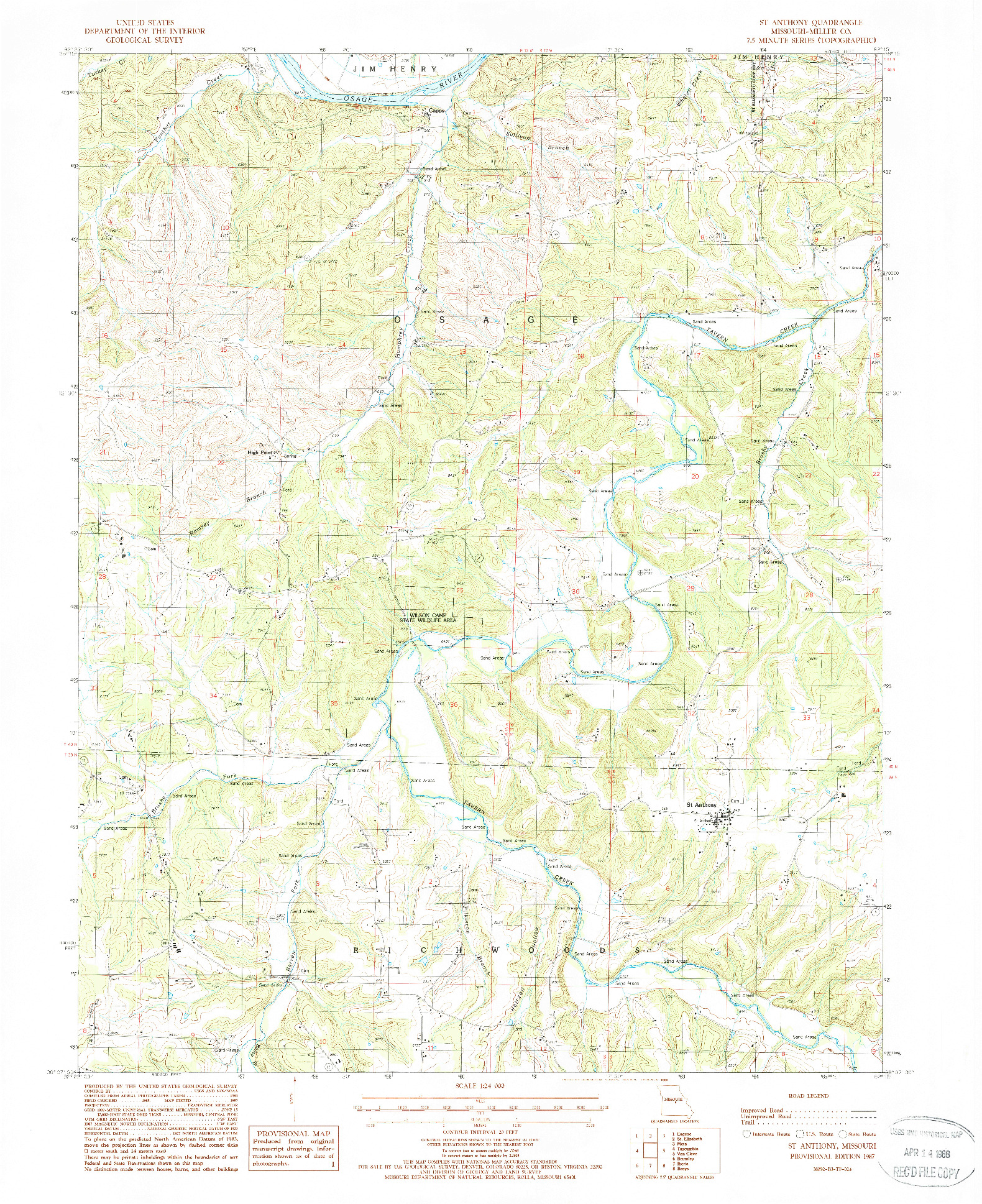 USGS 1:24000-SCALE QUADRANGLE FOR ST. ANTHONY, MO 1987